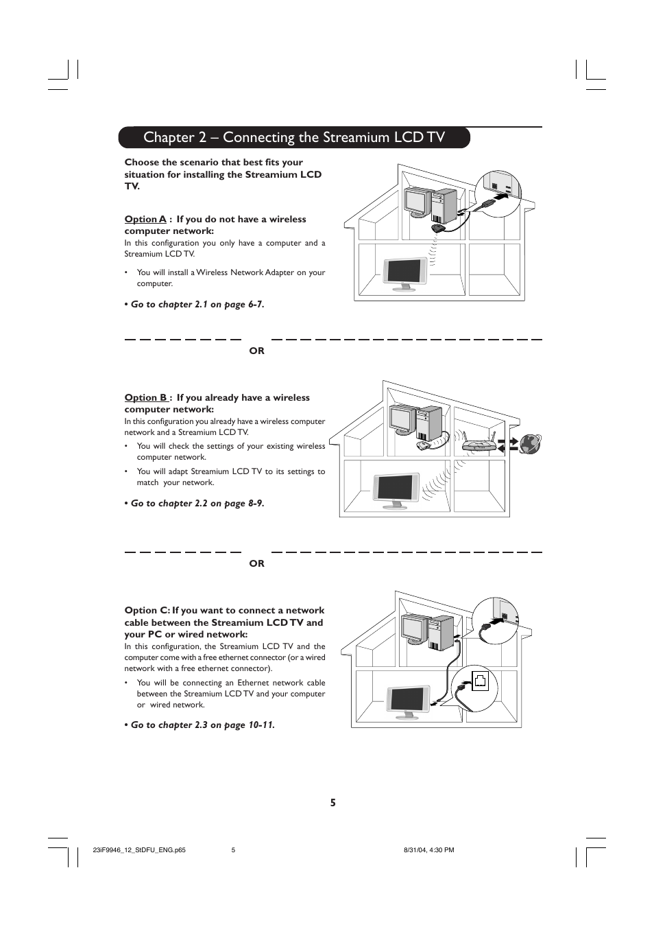 Chapter 2 – connecting the streamium lcd tv | Philips 23PF9976I-37 User Manual | Page 5 / 64