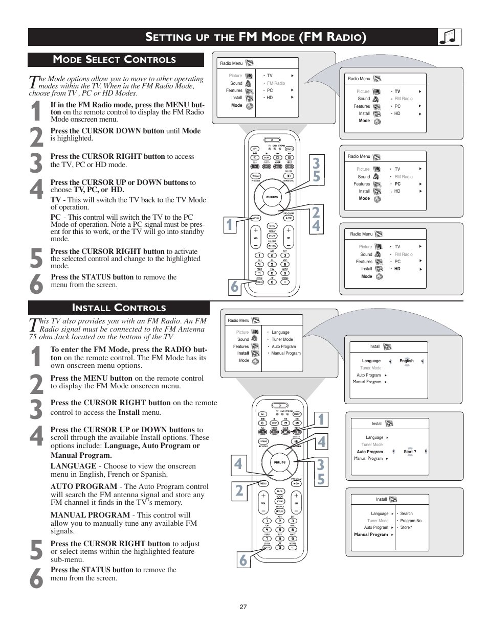 Fm m, Fm r, Etting up the | Adio | Philips 23PF9976I-37 User Manual | Page 51 / 64