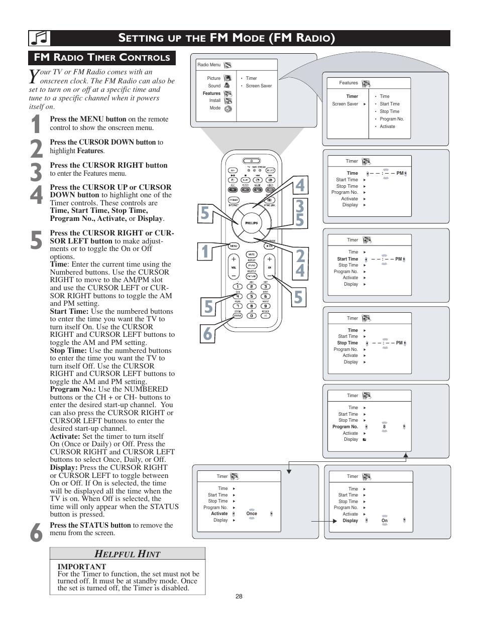 Fm m, Fm r, Etting up the | Adio | Philips 23PF9976I-37 User Manual | Page 52 / 64