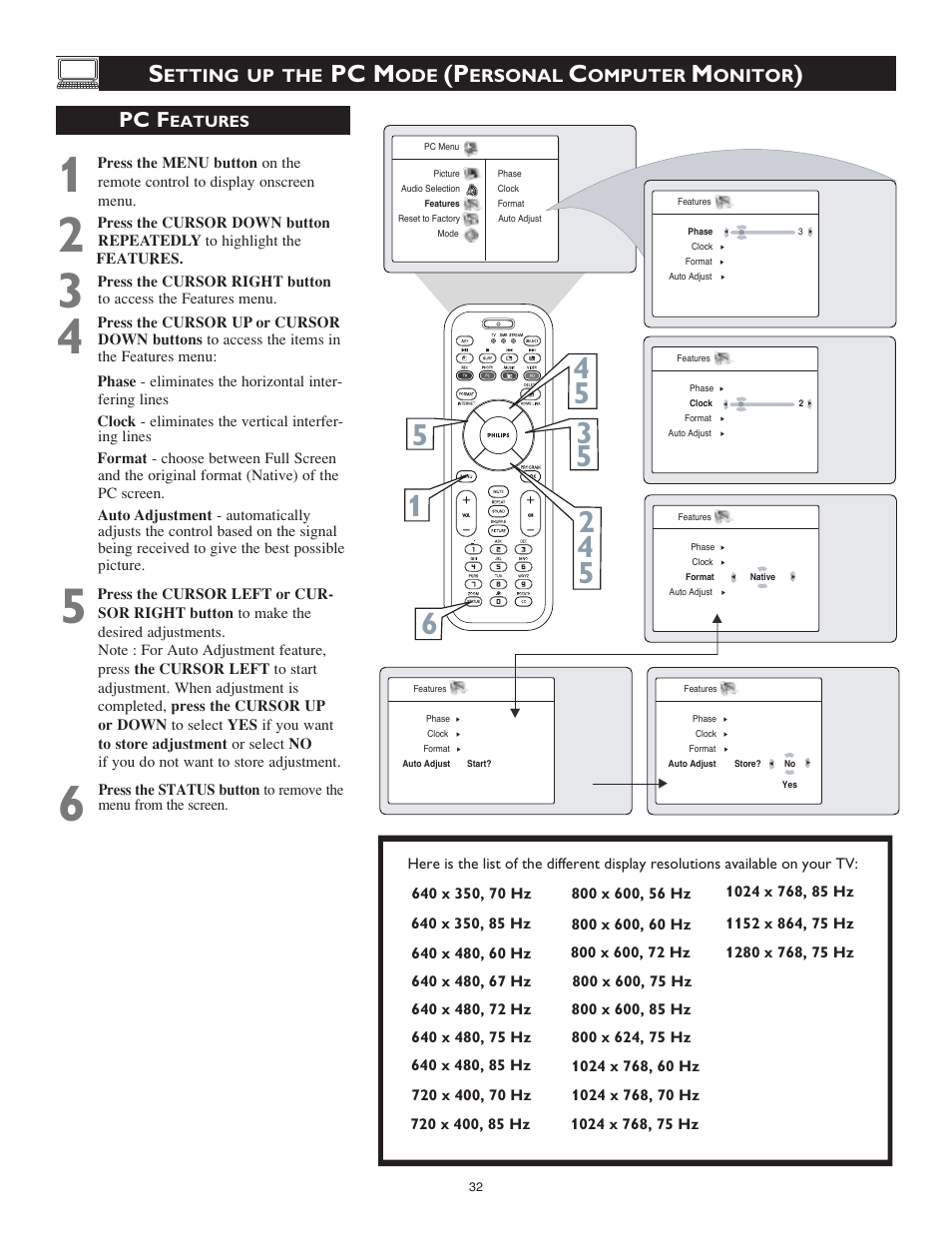 Pc m, Pc f, Etting up the | Ersonal, Omputer, Onitor | Philips 23PF9976I-37 User Manual | Page 56 / 64