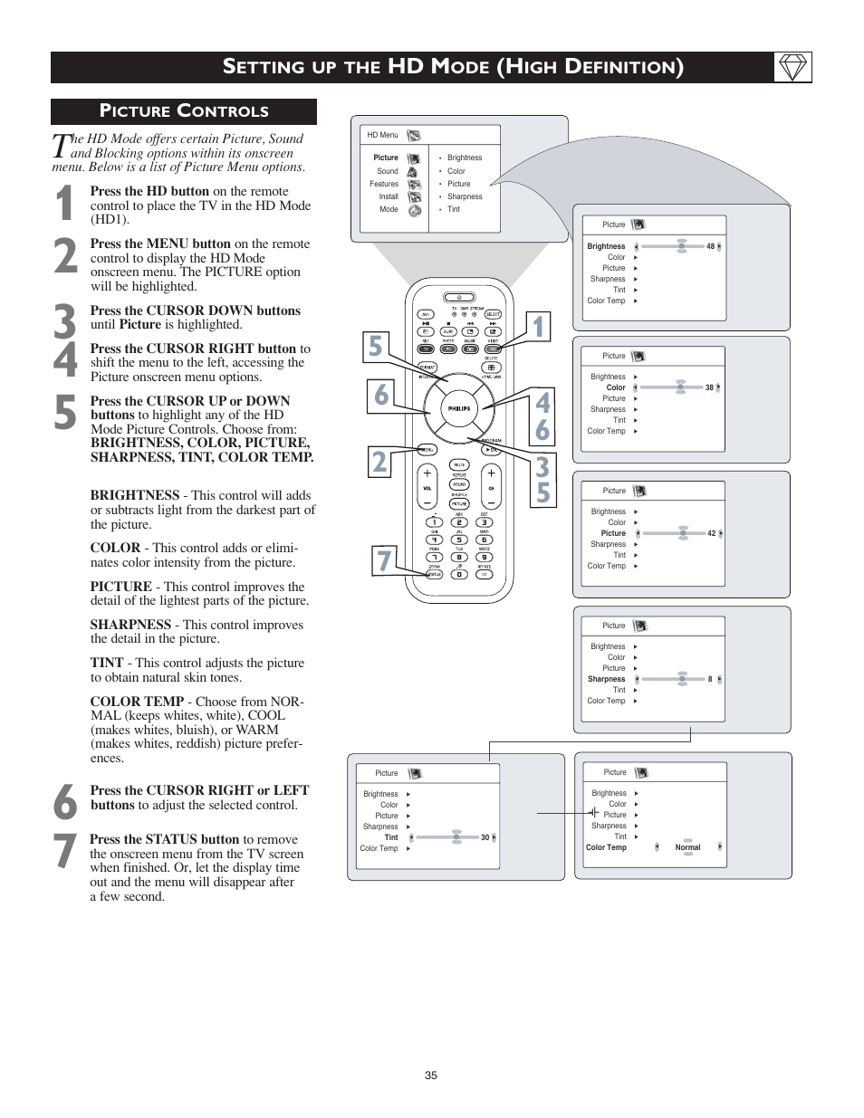 Hd m, Etting up the, Efinition | Philips 23PF9976I-37 User Manual | Page 59 / 64