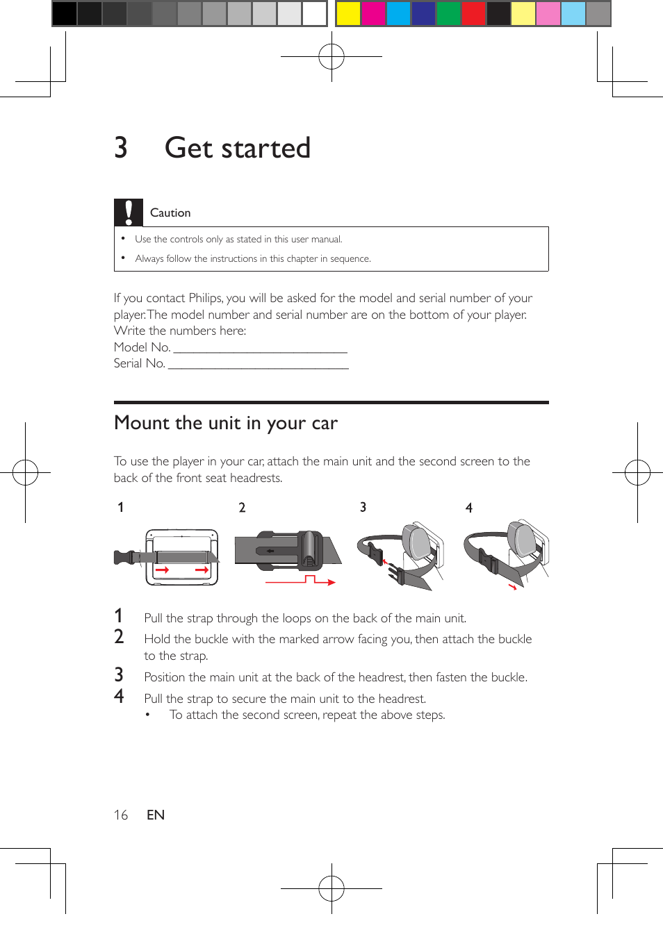 3 get started, Mount the unit in your car | Philips PD7012G-37 User Manual | Page 16 / 27