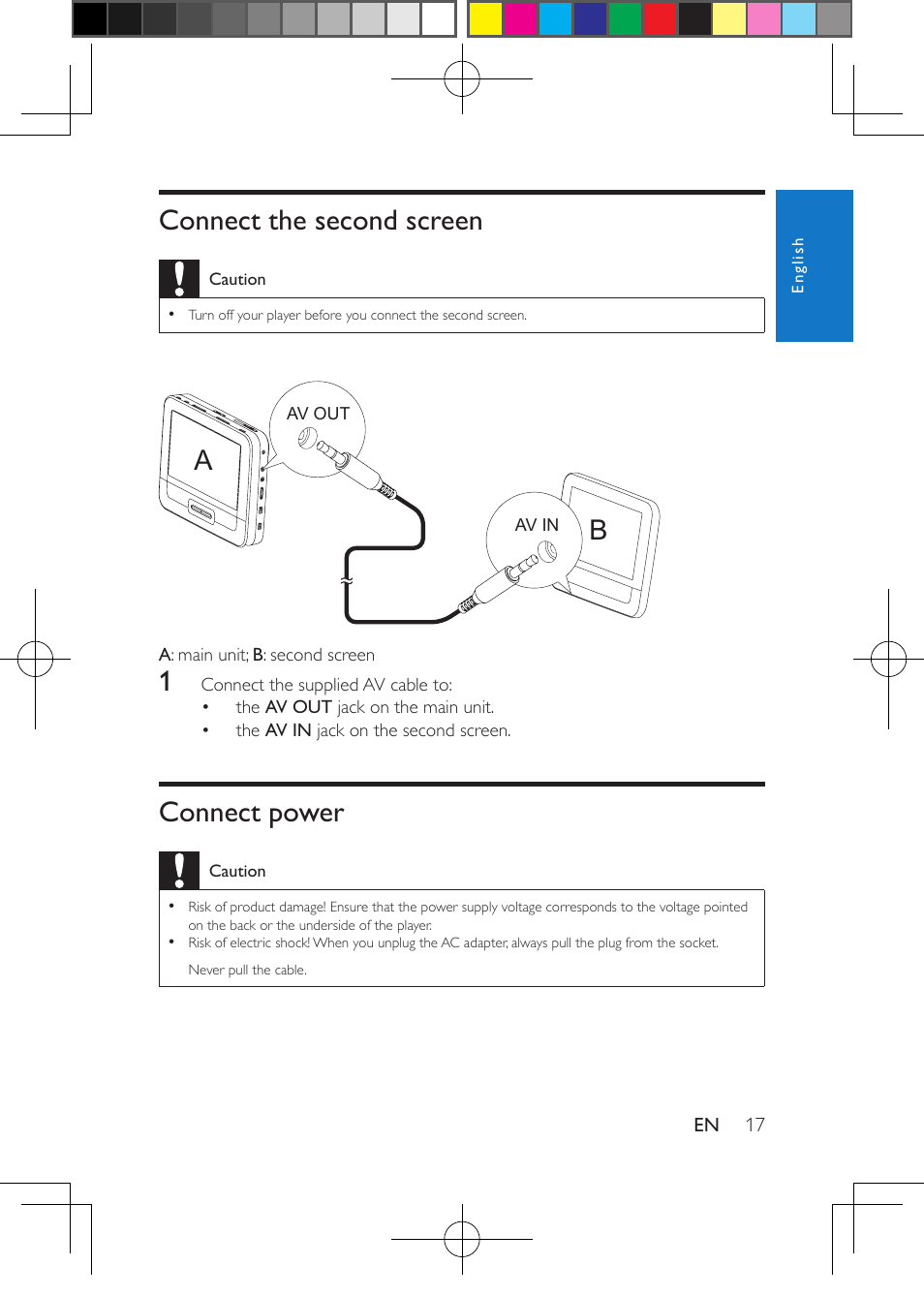 Connect the second screen, Connect power | Philips PD7012G-37 User Manual | Page 17 / 27