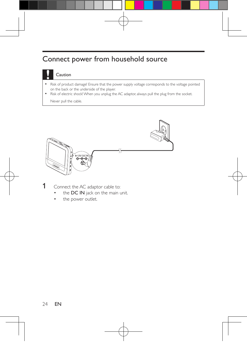 Connect power from household source | Philips PD7012G-37 User Manual | Page 24 / 27