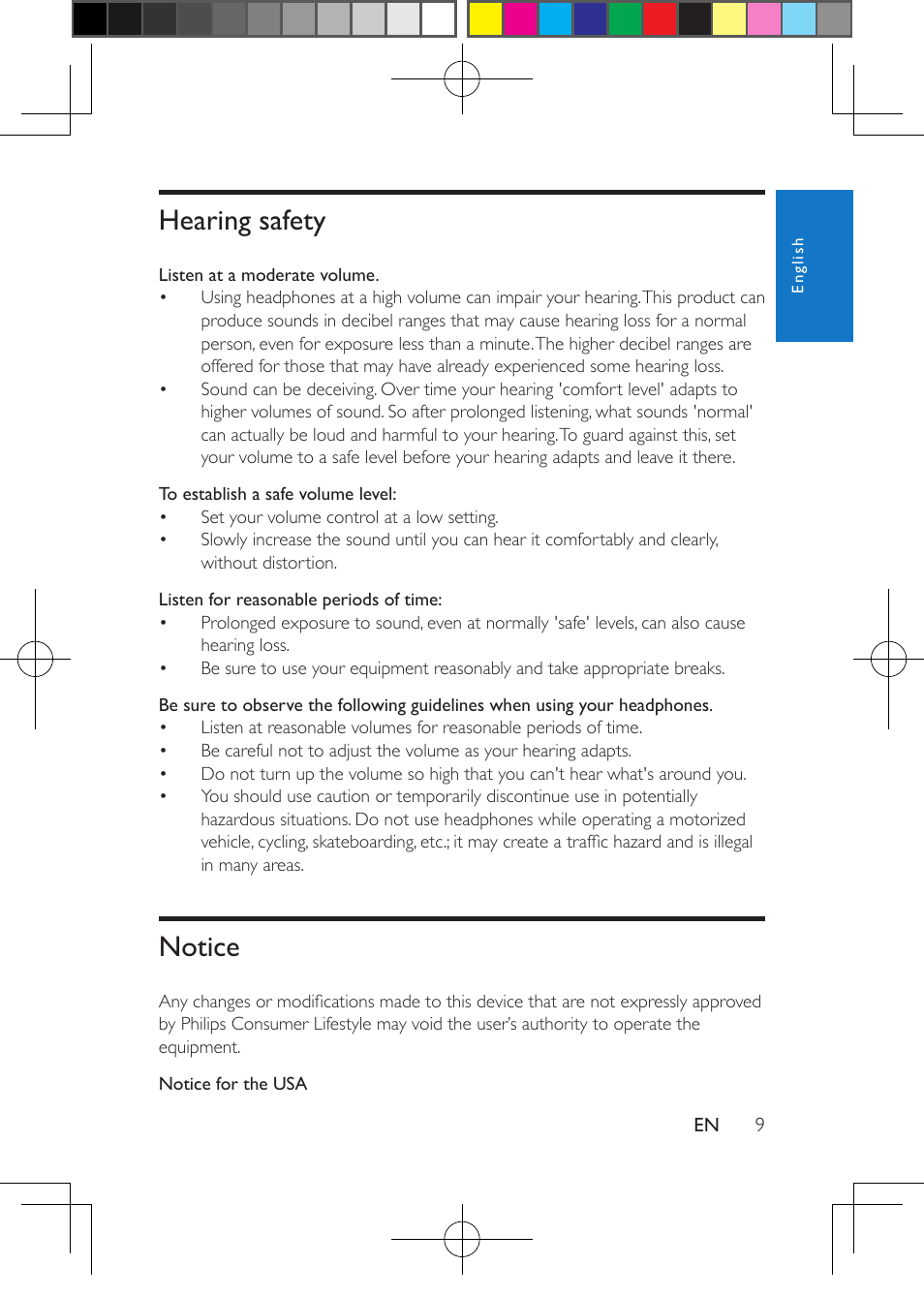 Hearing safety, Notice | Philips PD7012G-37 User Manual | Page 9 / 27