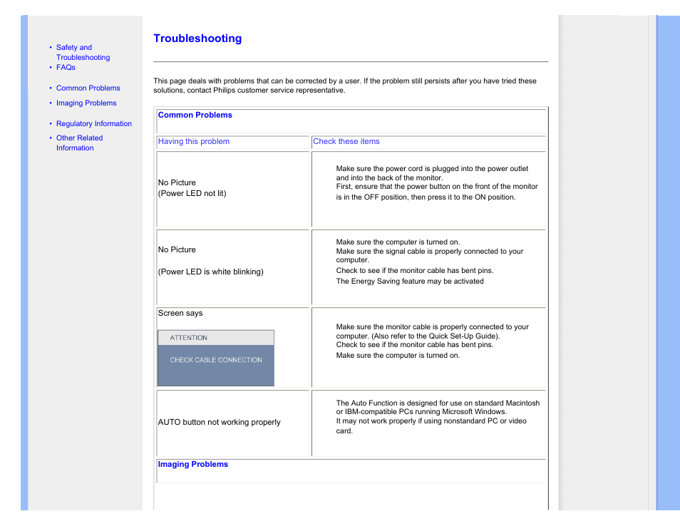 Troubleshooting | Philips 190C1SB-00 User Manual | Page 12 / 115
