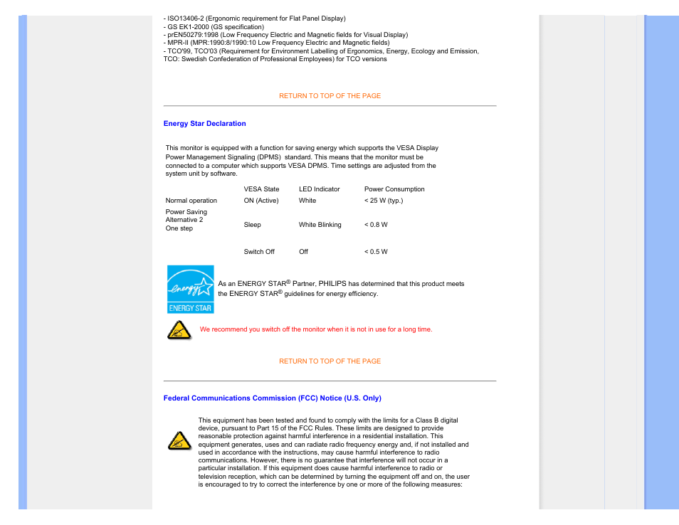Energy star declaration | Philips 190C1SB-00 User Manual | Page 17 / 115