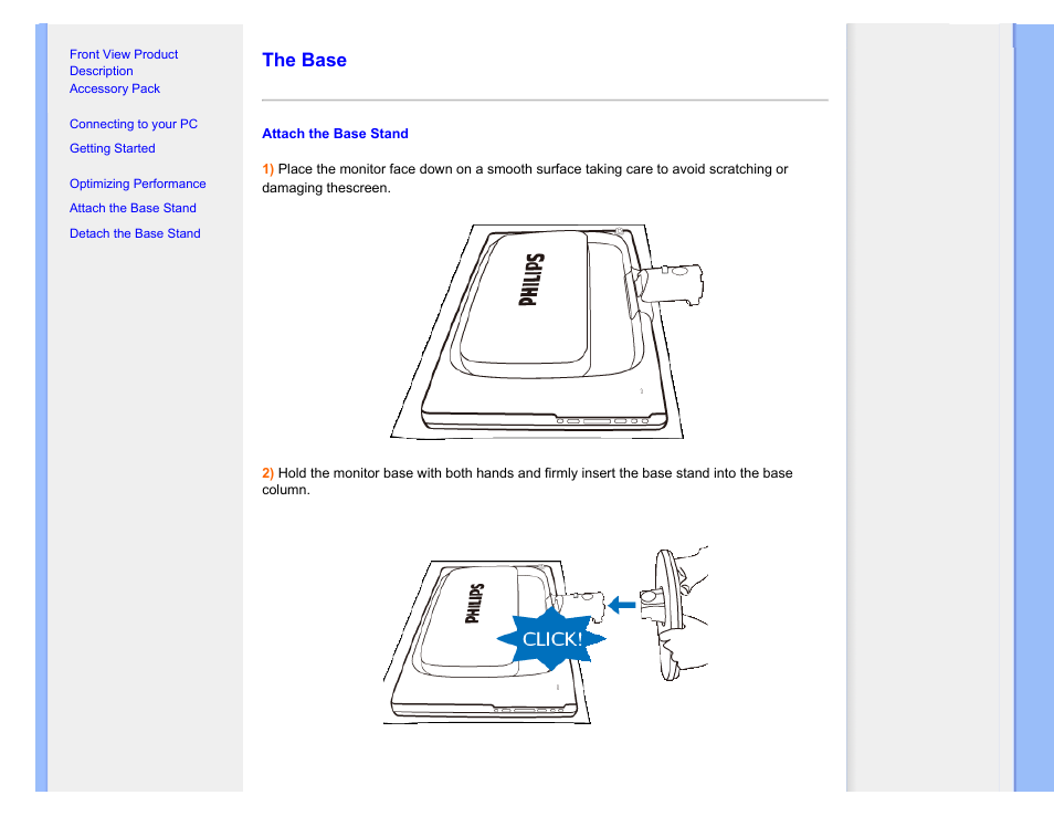 The base | Philips 190C1SB-00 User Manual | Page 71 / 115