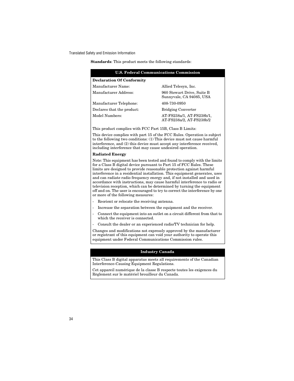 Allied Telesis AT-FS238a/2 User Manual | Page 46 / 68