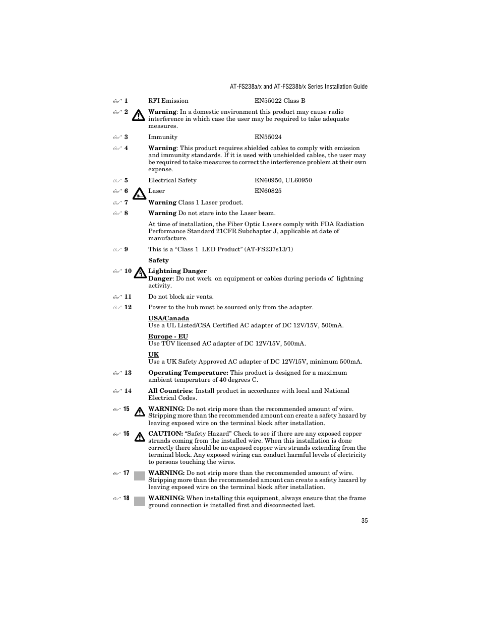 Allied Telesis AT-FS238a/2 User Manual | Page 47 / 68