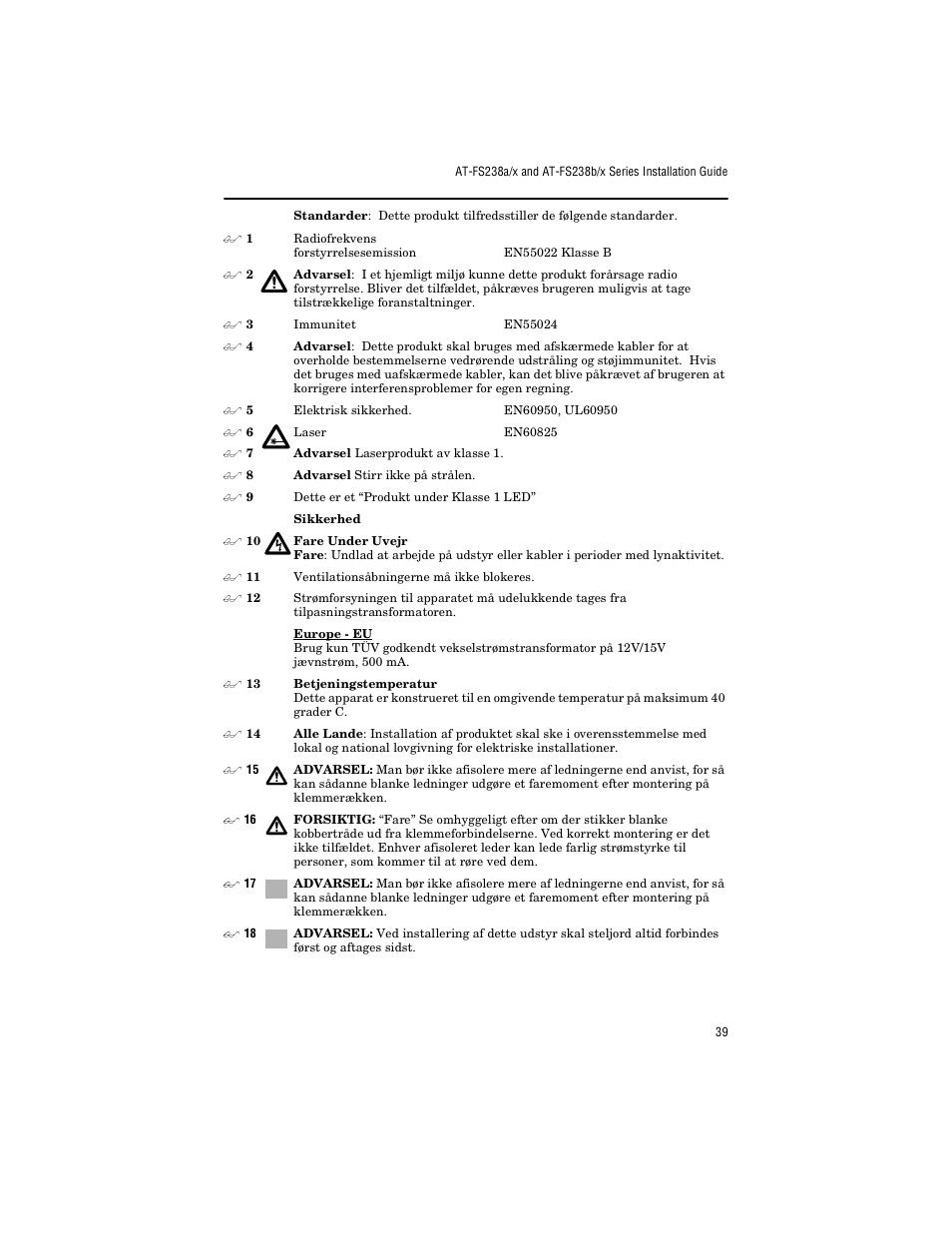 Allied Telesis AT-FS238a/2 User Manual | Page 51 / 68