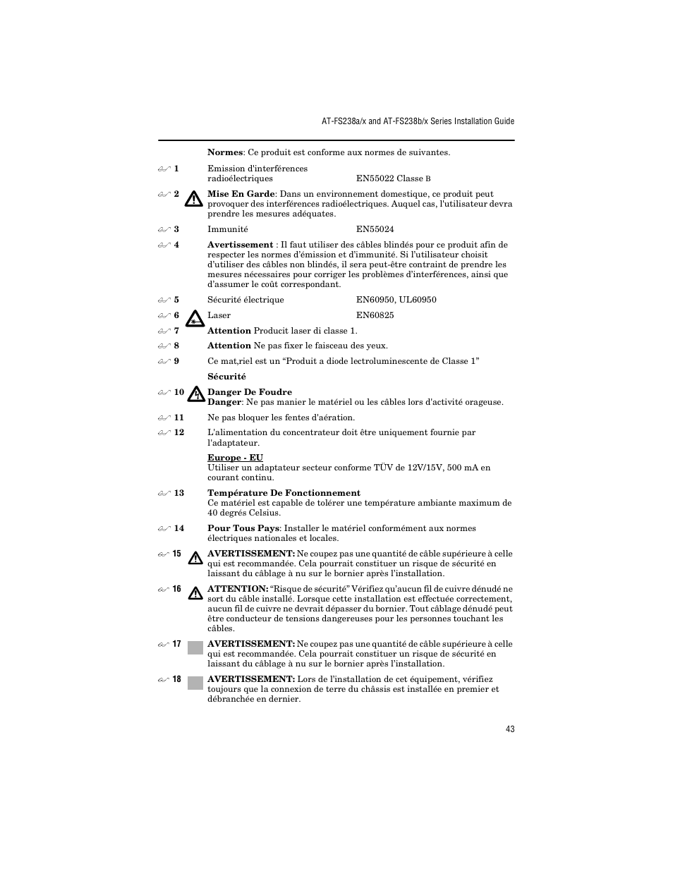 Allied Telesis AT-FS238a/2 User Manual | Page 55 / 68