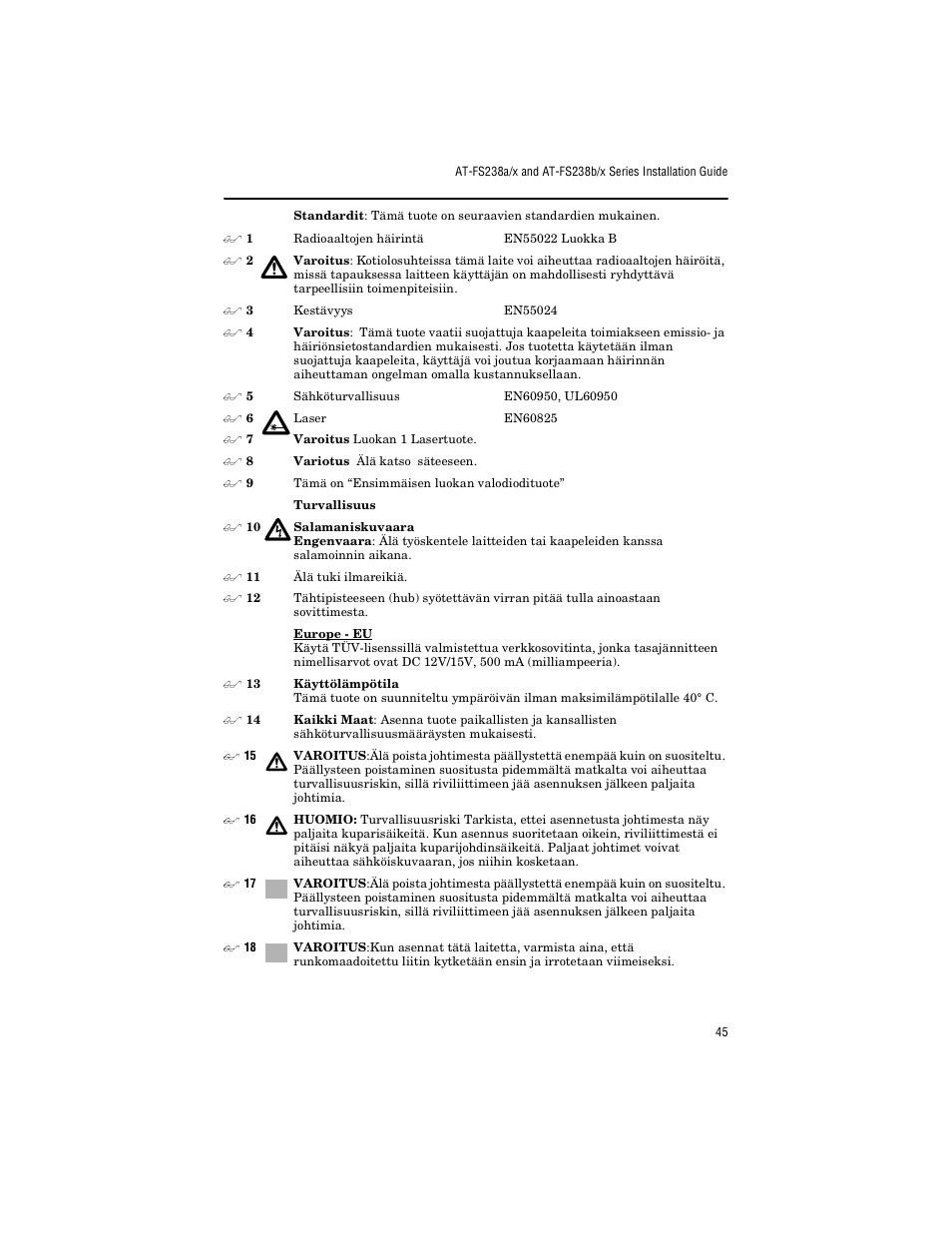 Allied Telesis AT-FS238a/2 User Manual | Page 57 / 68