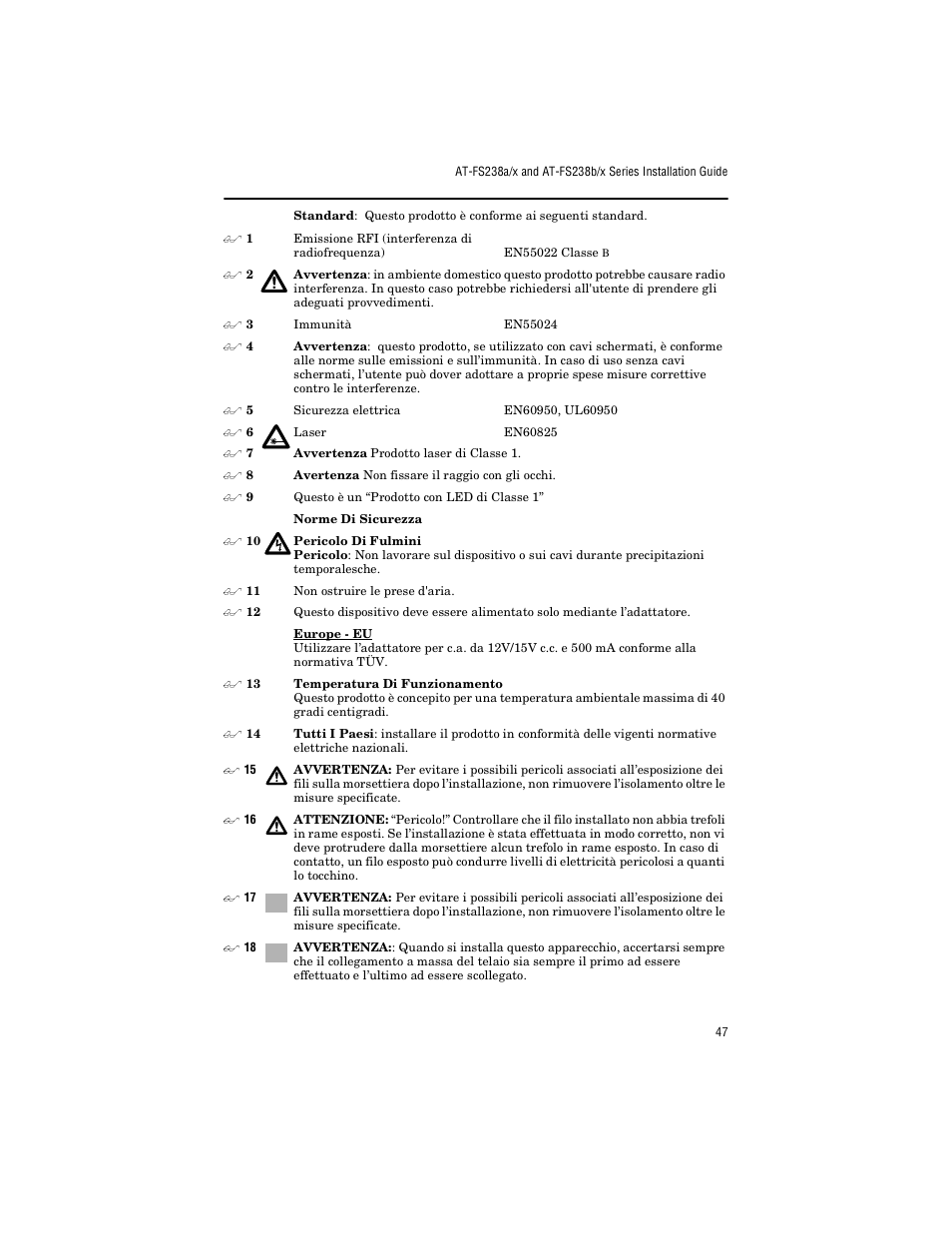 Allied Telesis AT-FS238a/2 User Manual | Page 59 / 68
