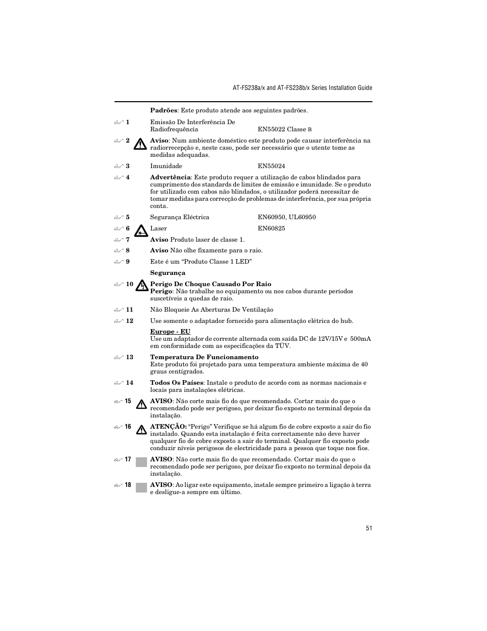 Allied Telesis AT-FS238a/2 User Manual | Page 63 / 68