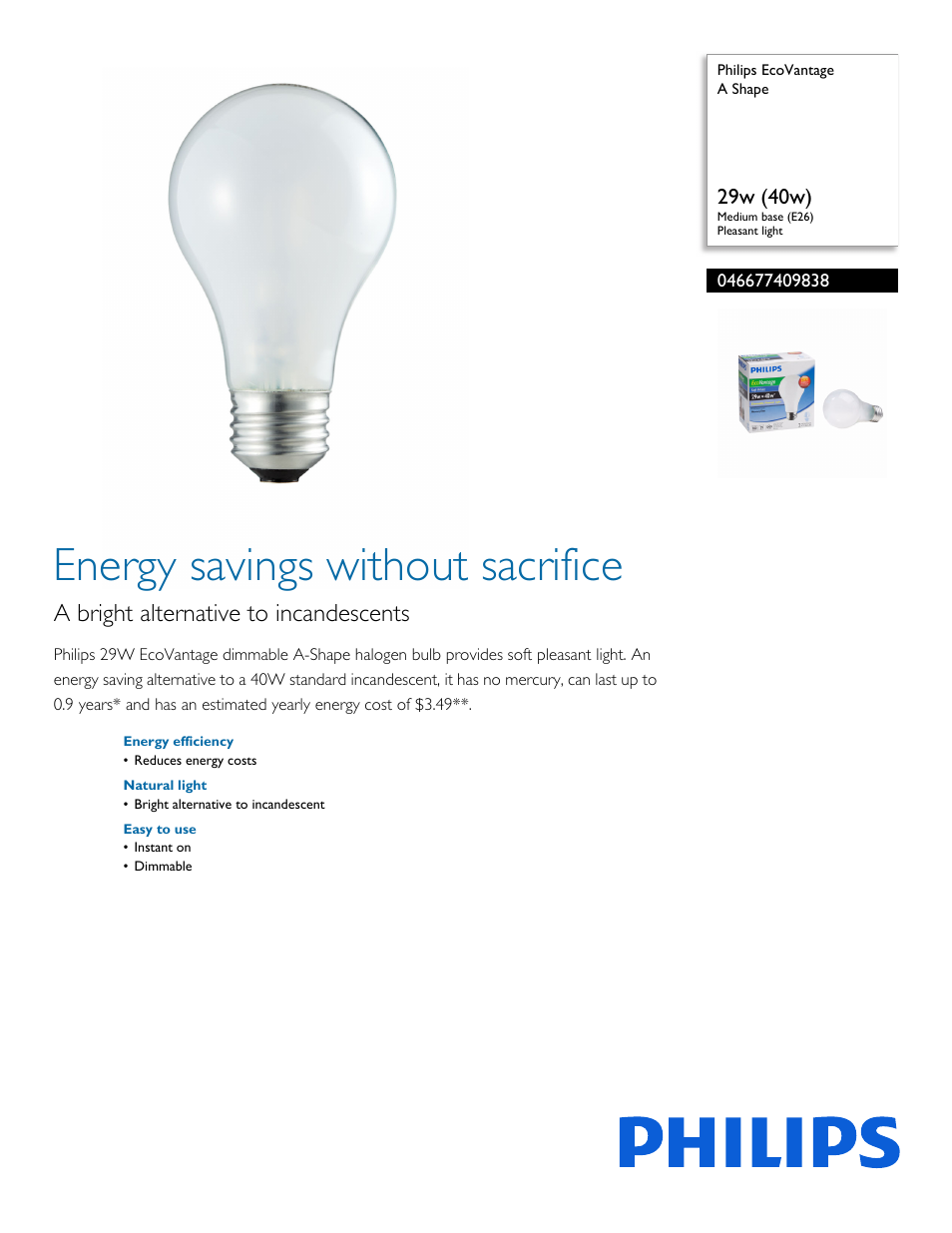 Philips 046677409838 User Manual | 2 pages