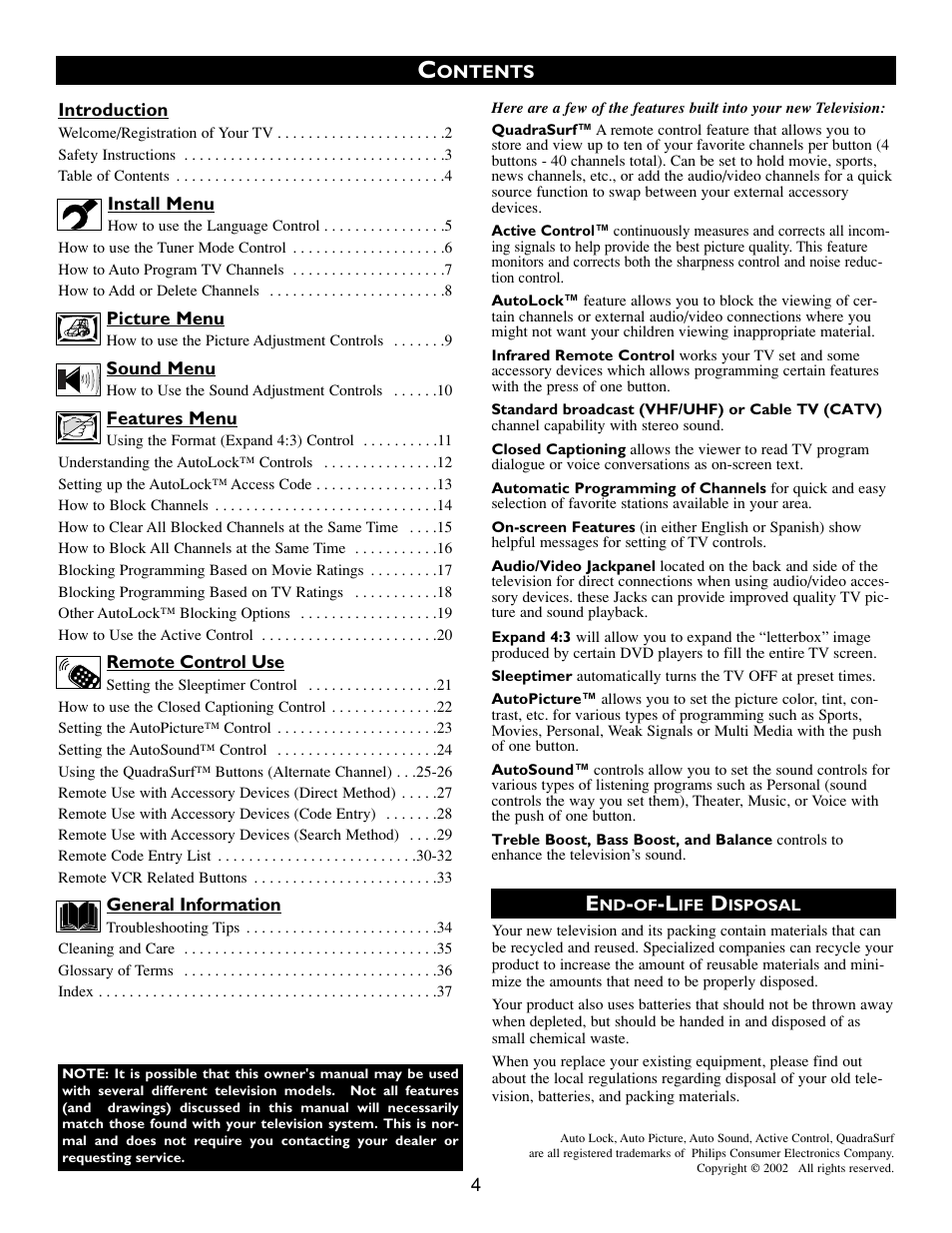 Philips 27PT643R99 User Manual | Page 4 / 38