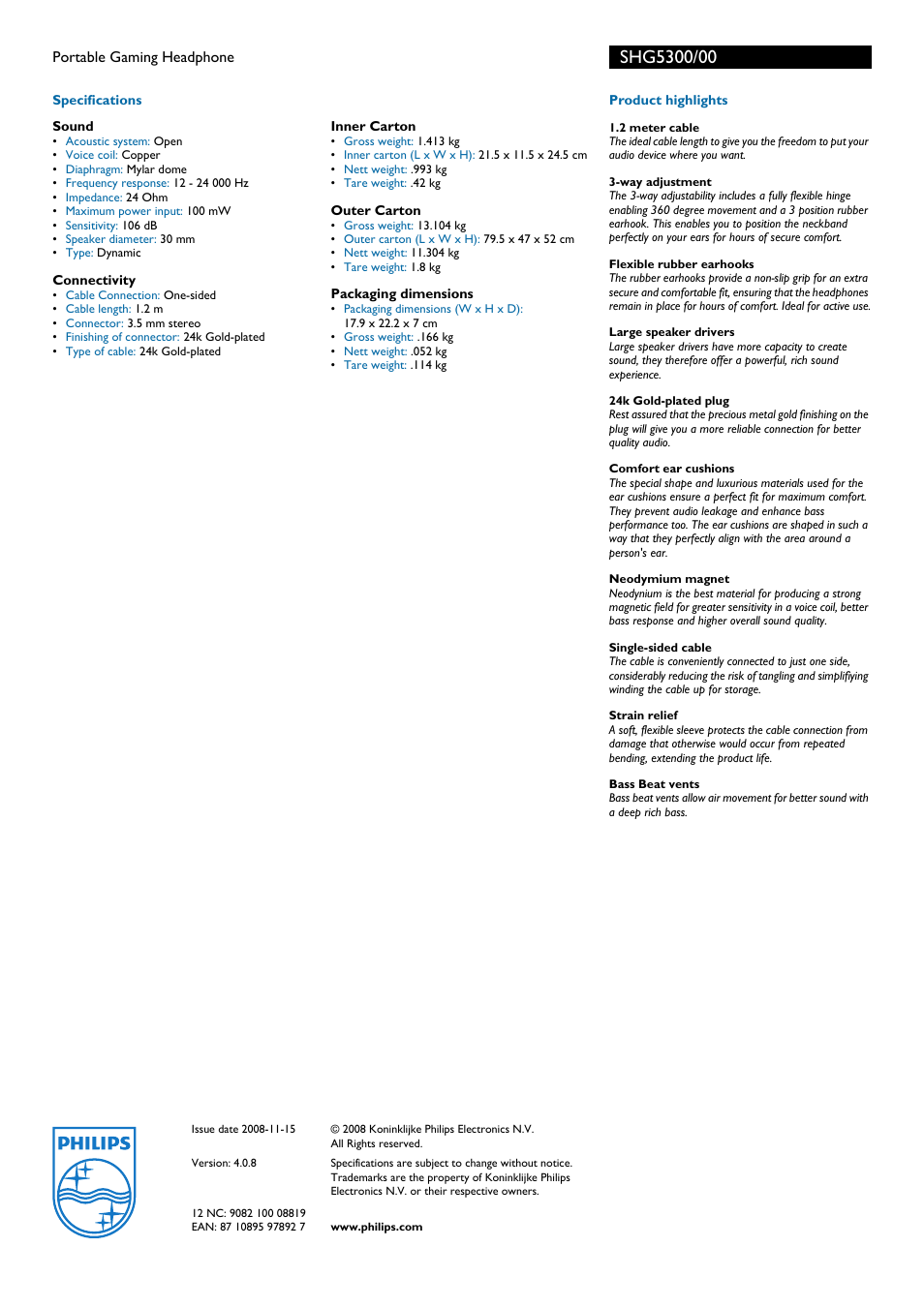 Philips SHG5300-00 User Manual | Page 2 / 2