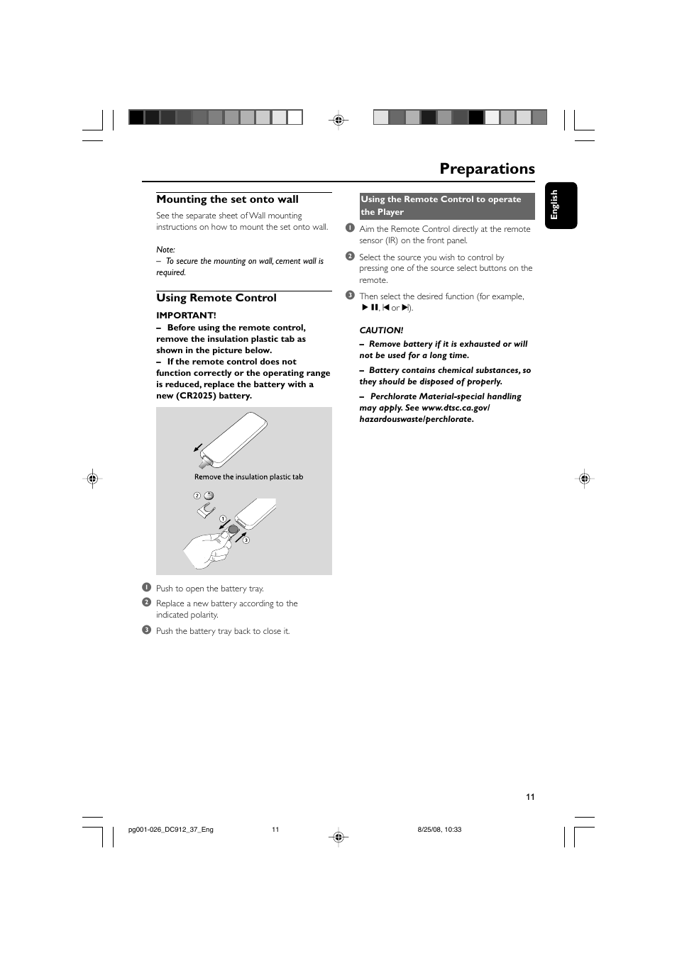 Preparations | Philips DC912-37 User Manual | Page 11 / 27