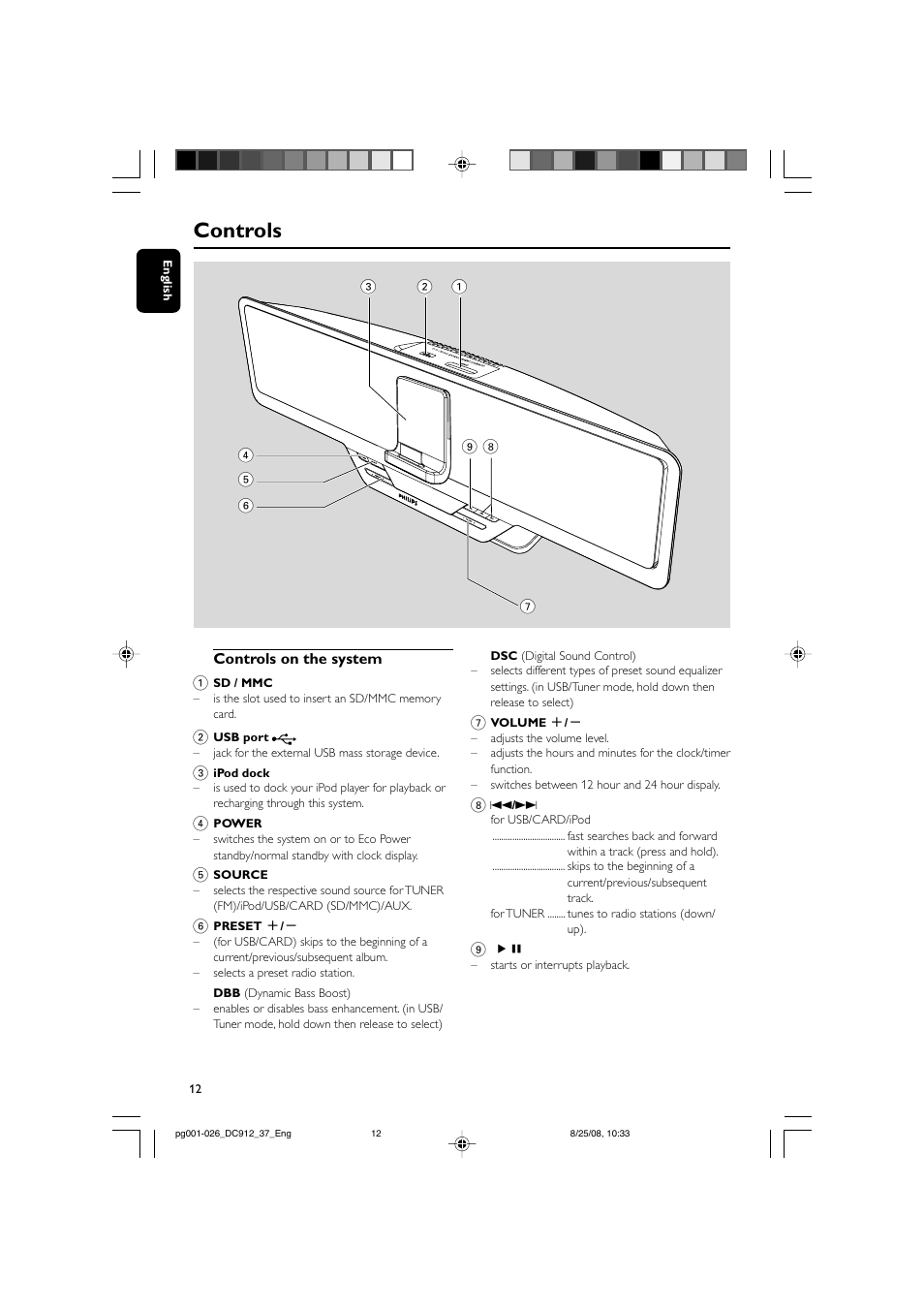 Controls | Philips DC912-37 User Manual | Page 12 / 27