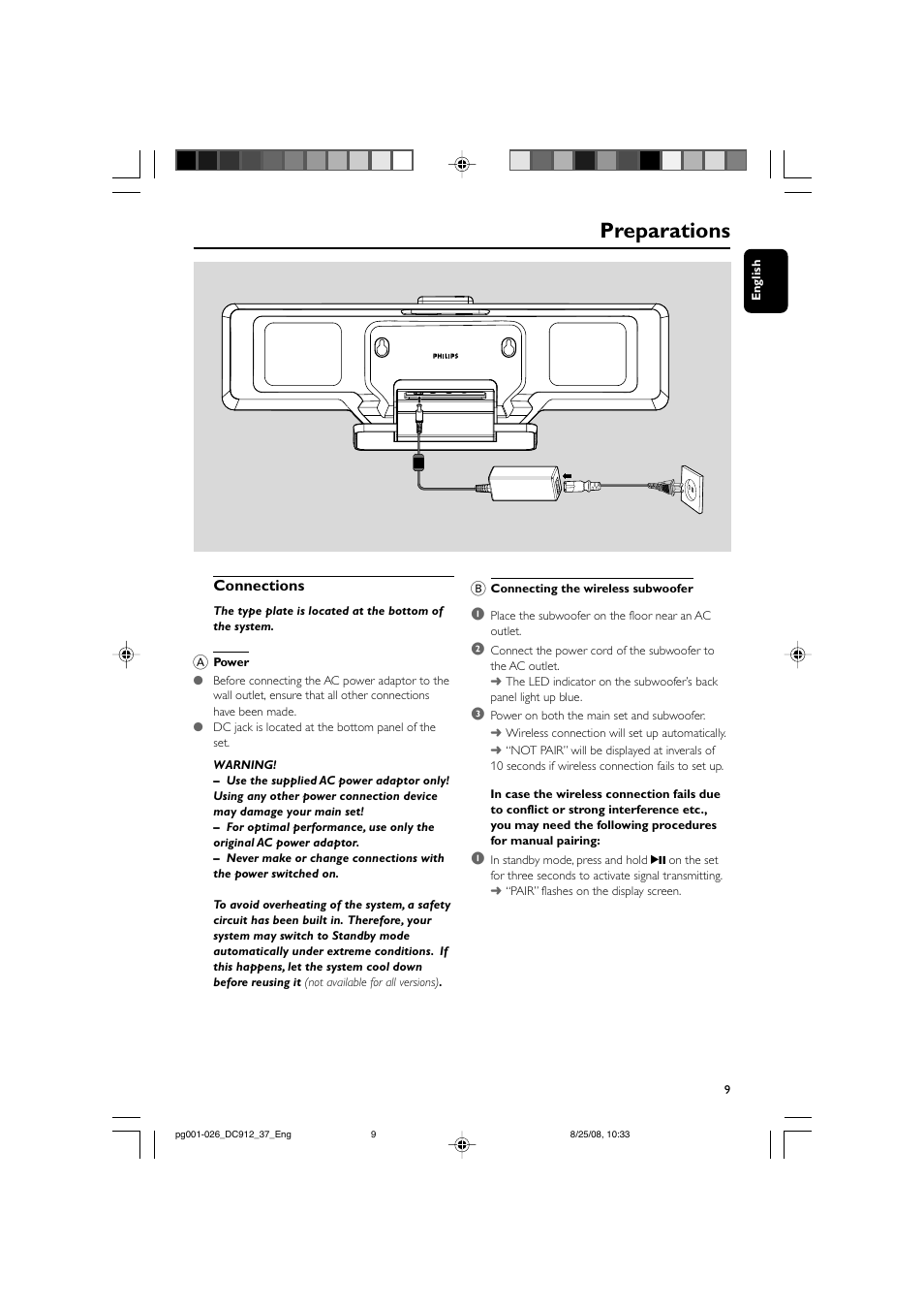 Preparations | Philips DC912-37 User Manual | Page 9 / 27