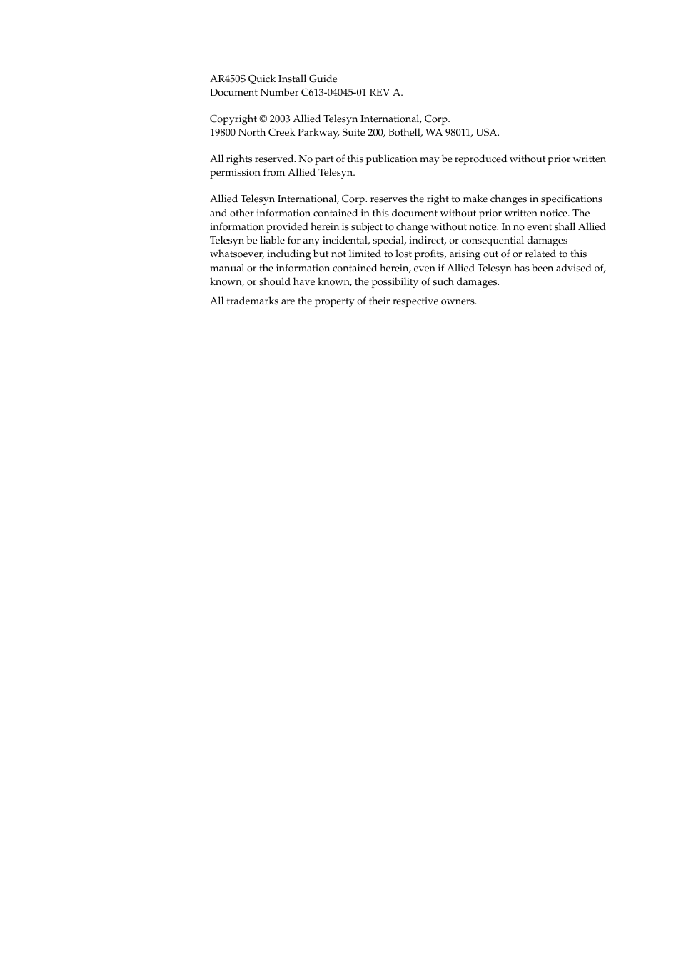 Allied Telesis AR450S User Manual | Page 2 / 11