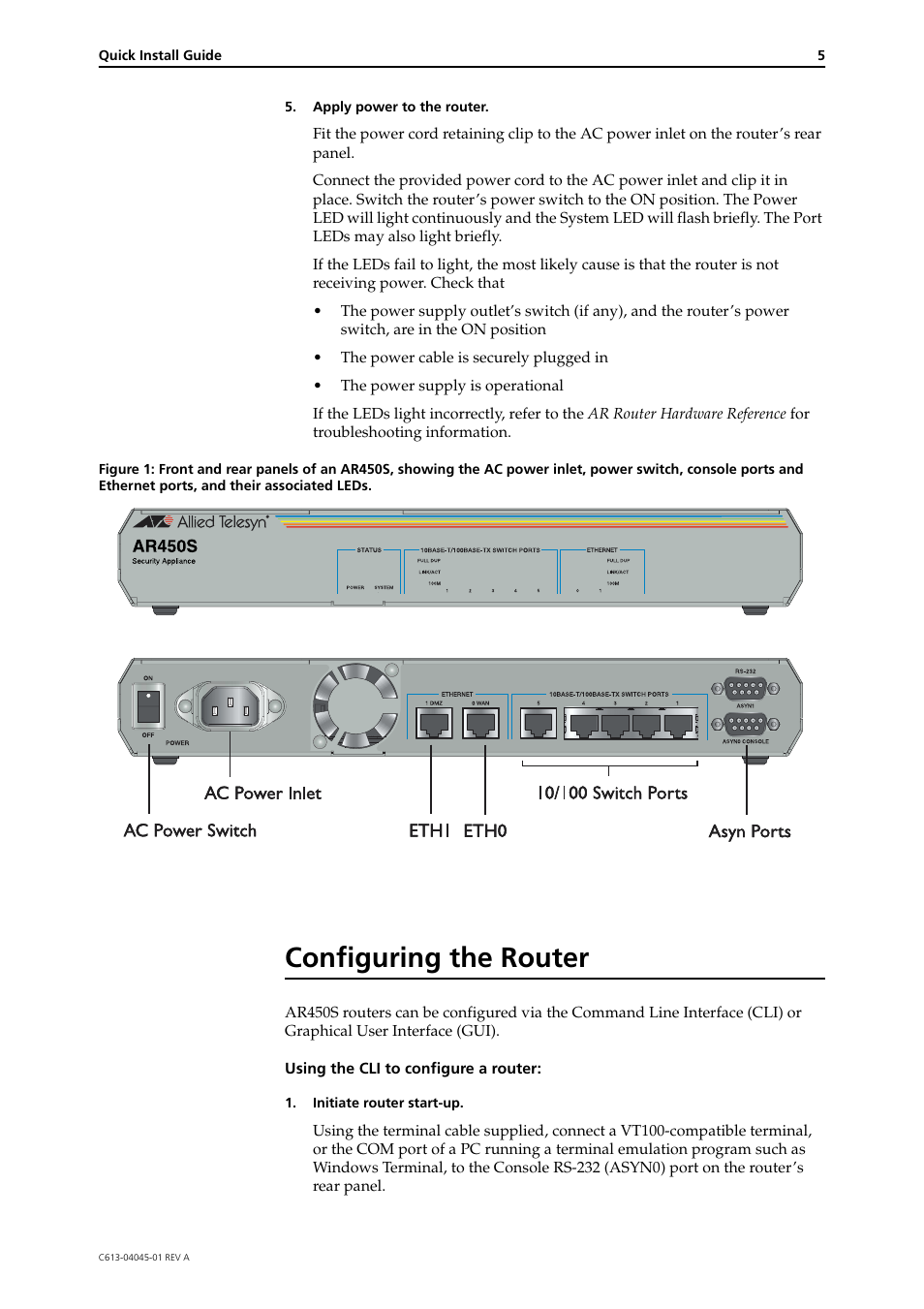Configuring the router | Allied Telesis AR450S User Manual | Page 5 / 11