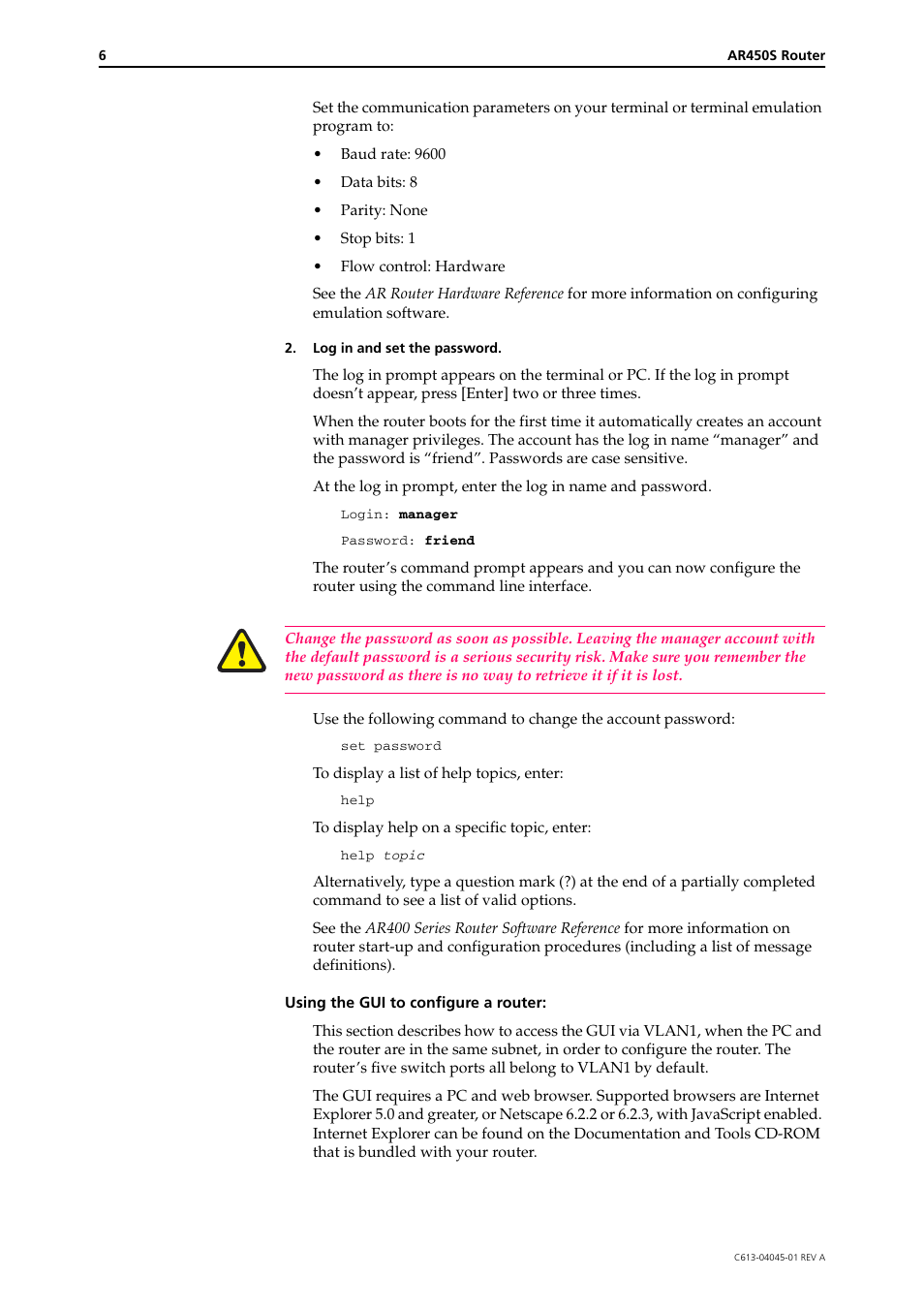 Allied Telesis AR450S User Manual | Page 6 / 11