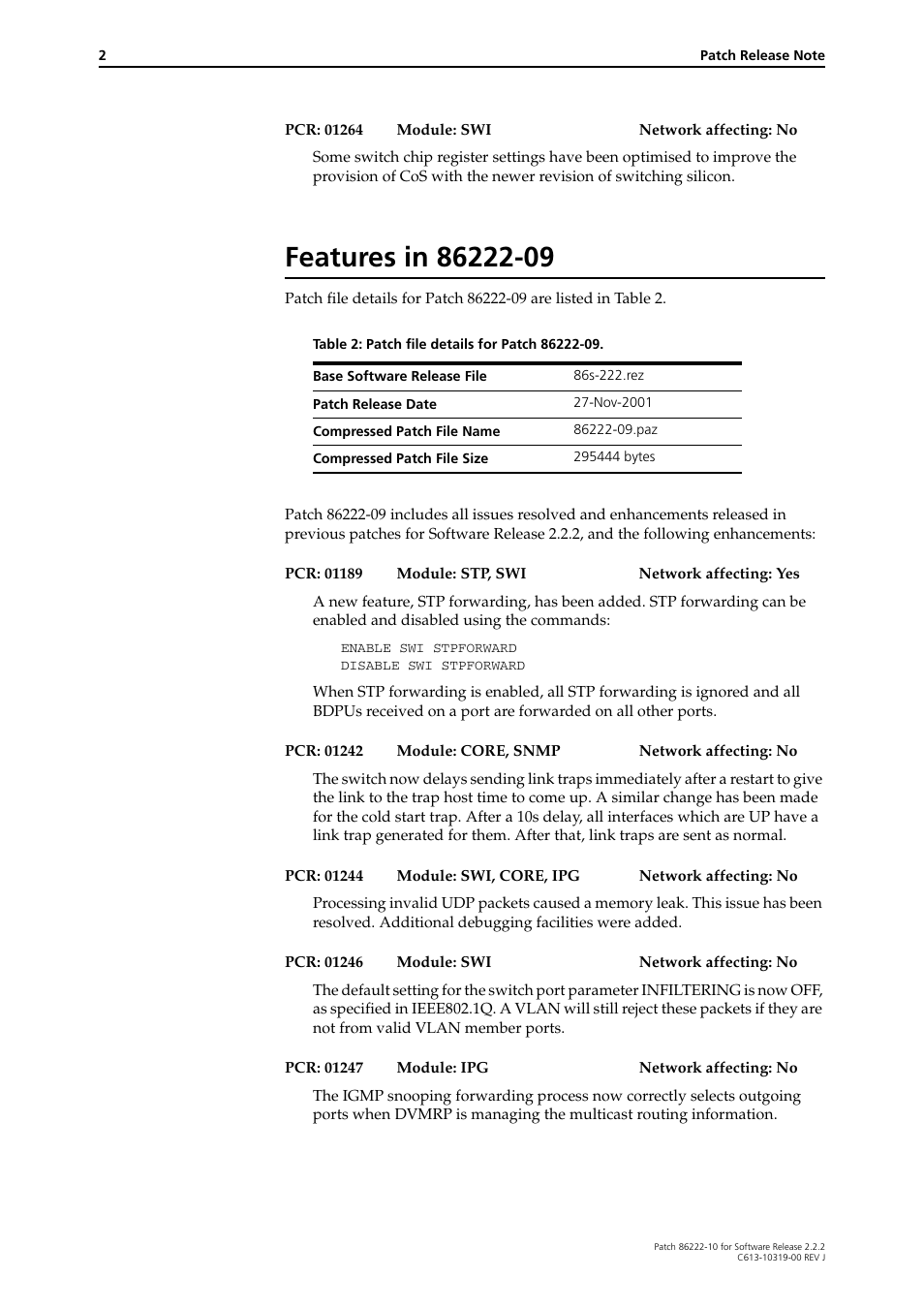 Features in 86222-09 | Allied Telesis 86222-10 User Manual | Page 2 / 14