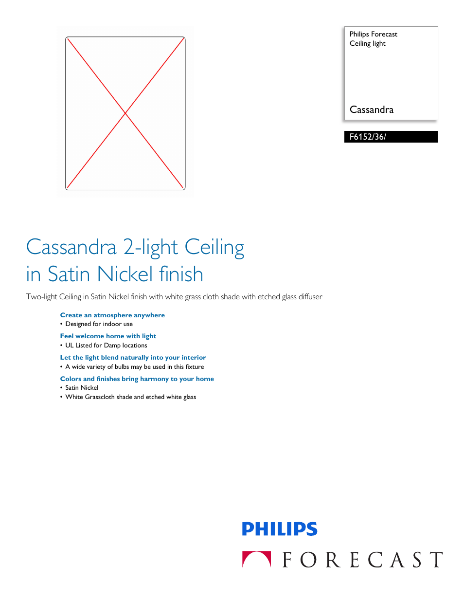 Philips Forecast Ceiling light F6152-36- Cassandra User Manual | 2 pages