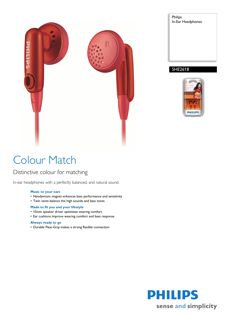 Philips SHE2618-27 User Manual | 2 pages