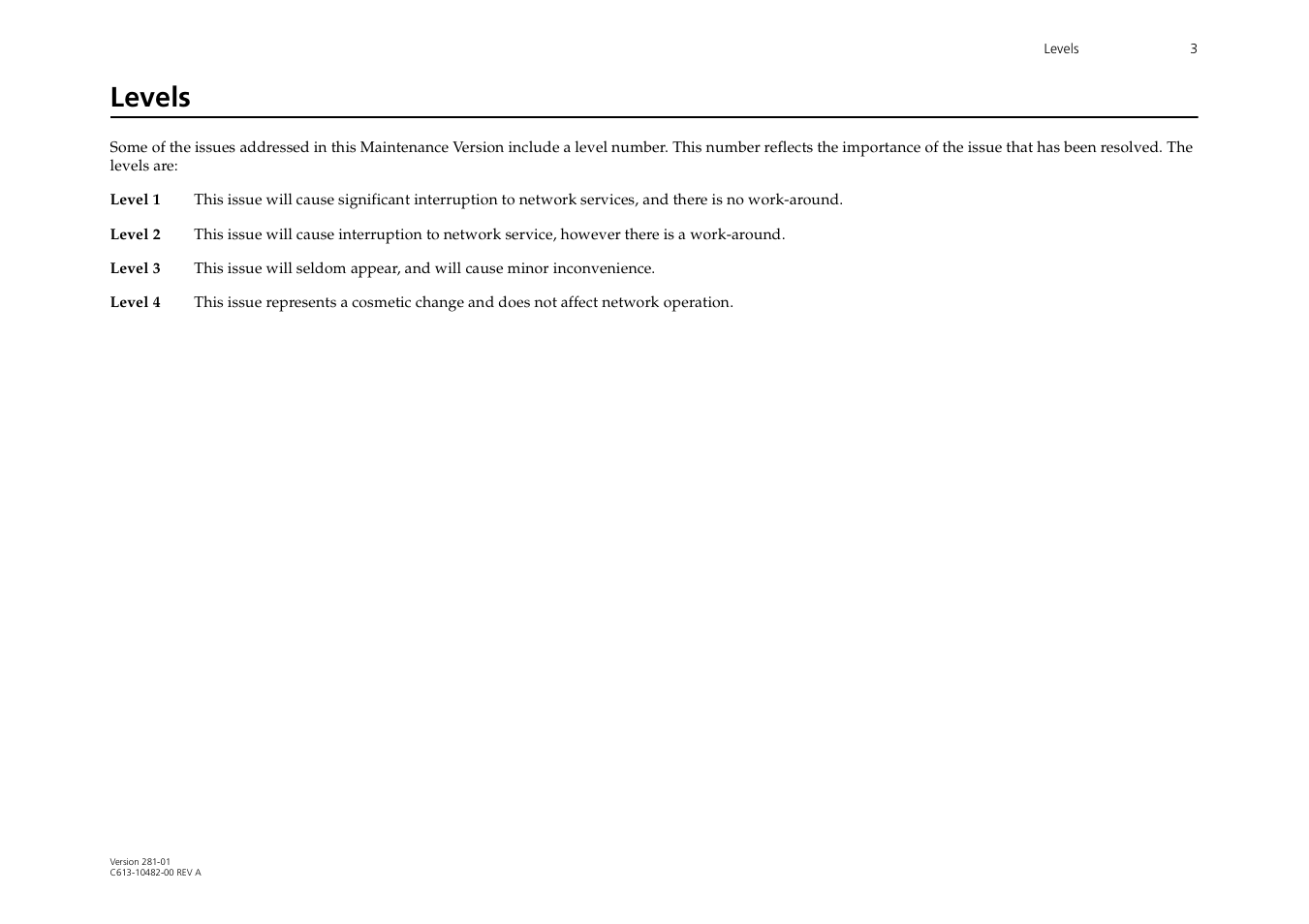 Levels | Allied Telesis AR700 User Manual | Page 3 / 22