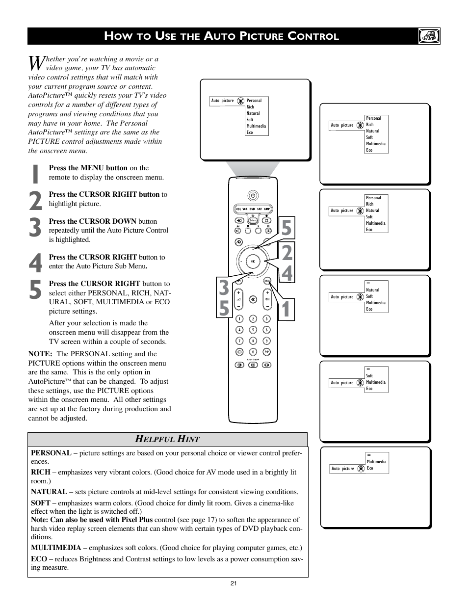 Philips 34PW9819-17 User Manual | Page 21 / 62
