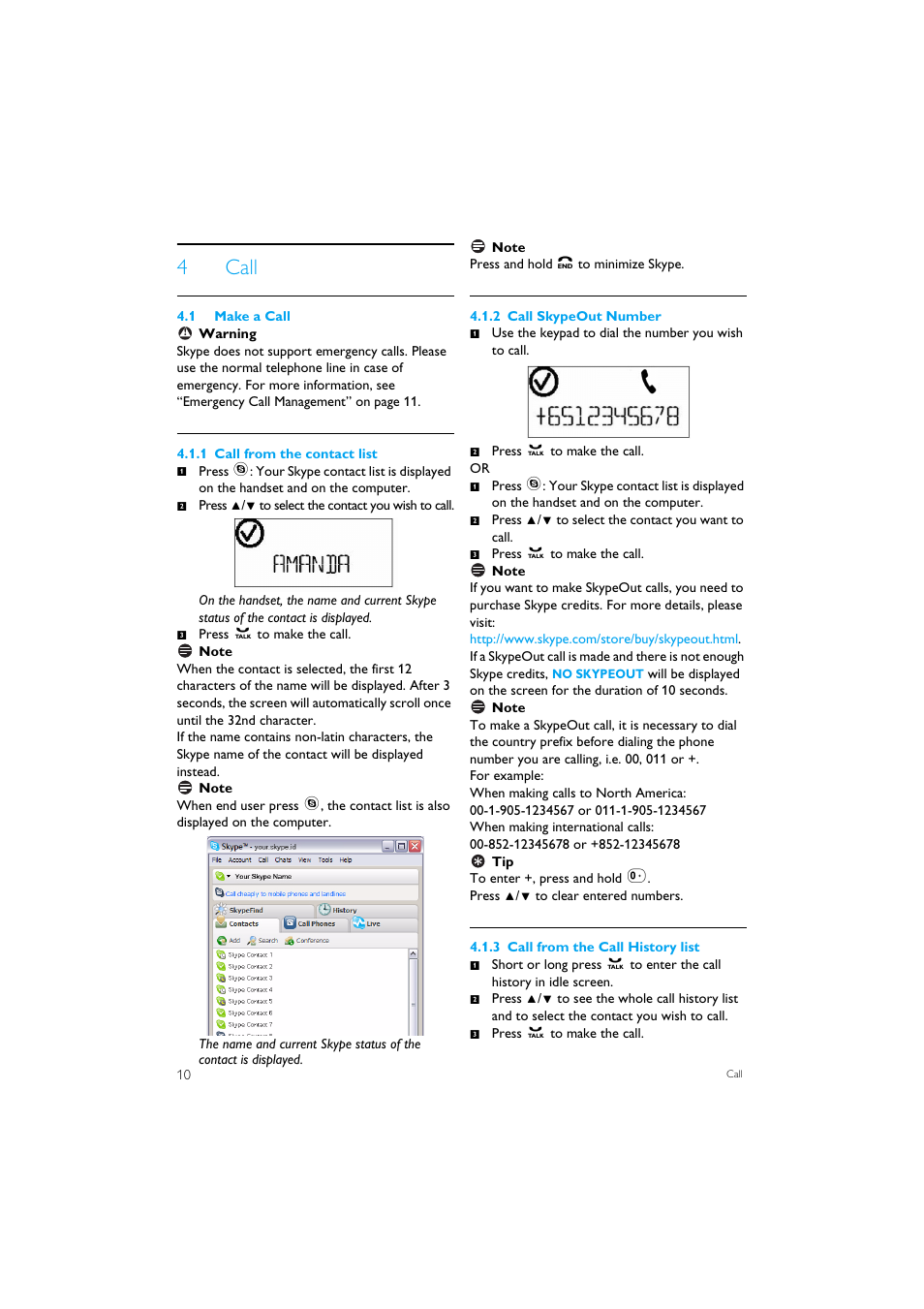 4 call, 1 make a call, 4call | Philips VOIP1511B-37 User Manual | Page 12 / 26