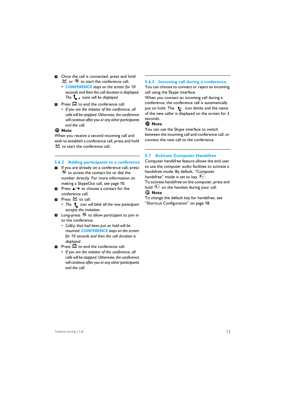 7 activate computer handsfree | Philips VOIP1511B-37 User Manual | Page 15 / 26