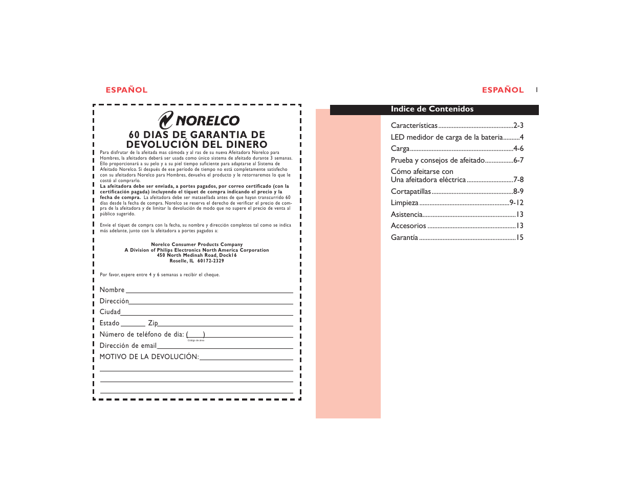 60 dias de garantia de devolución del dinero | Philips 7867XL-43 User Manual | Page 11 / 19