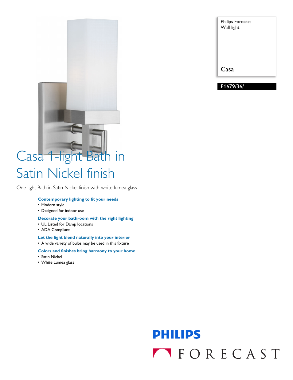 Philips F167936 User Manual | 2 pages