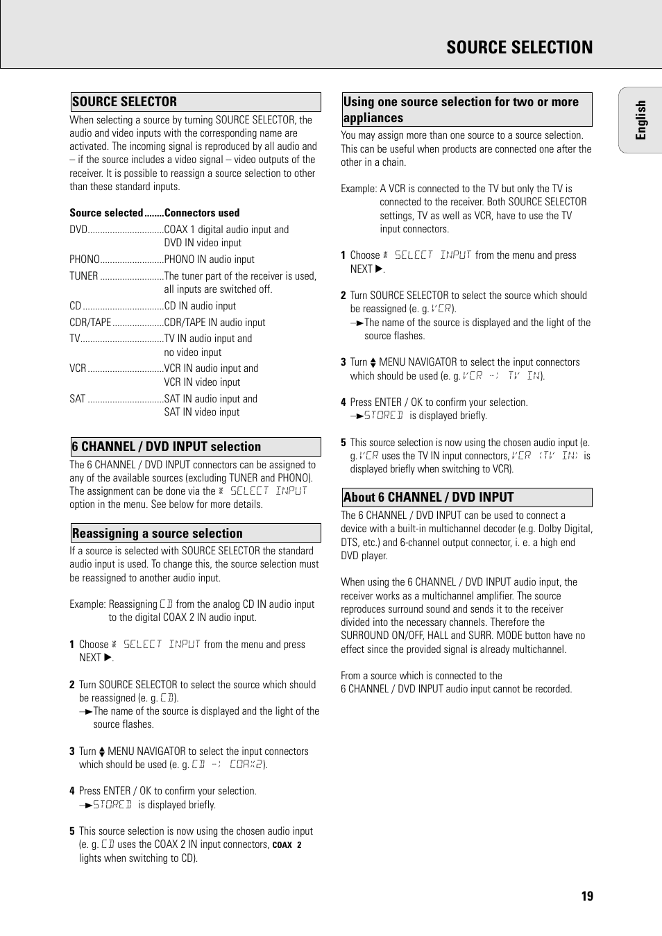 Source selection | Philips MX990DHT User Manual | Page 21 / 35