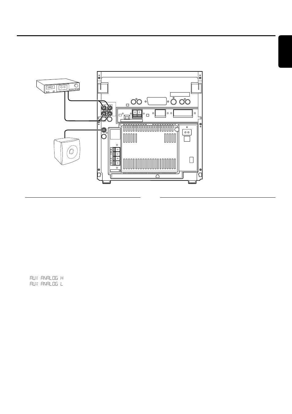 Installation, Analog audio connections, Connecting a subwoofer | Philips FWR33 User Manual | Page 12 / 87