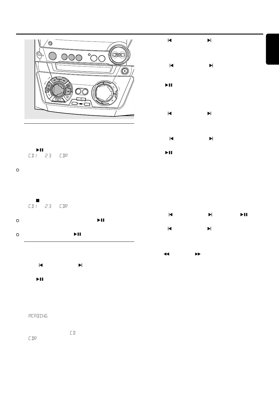 Basic functions, Playback, Selecting and searching | Philips FWR33 User Manual | Page 18 / 87
