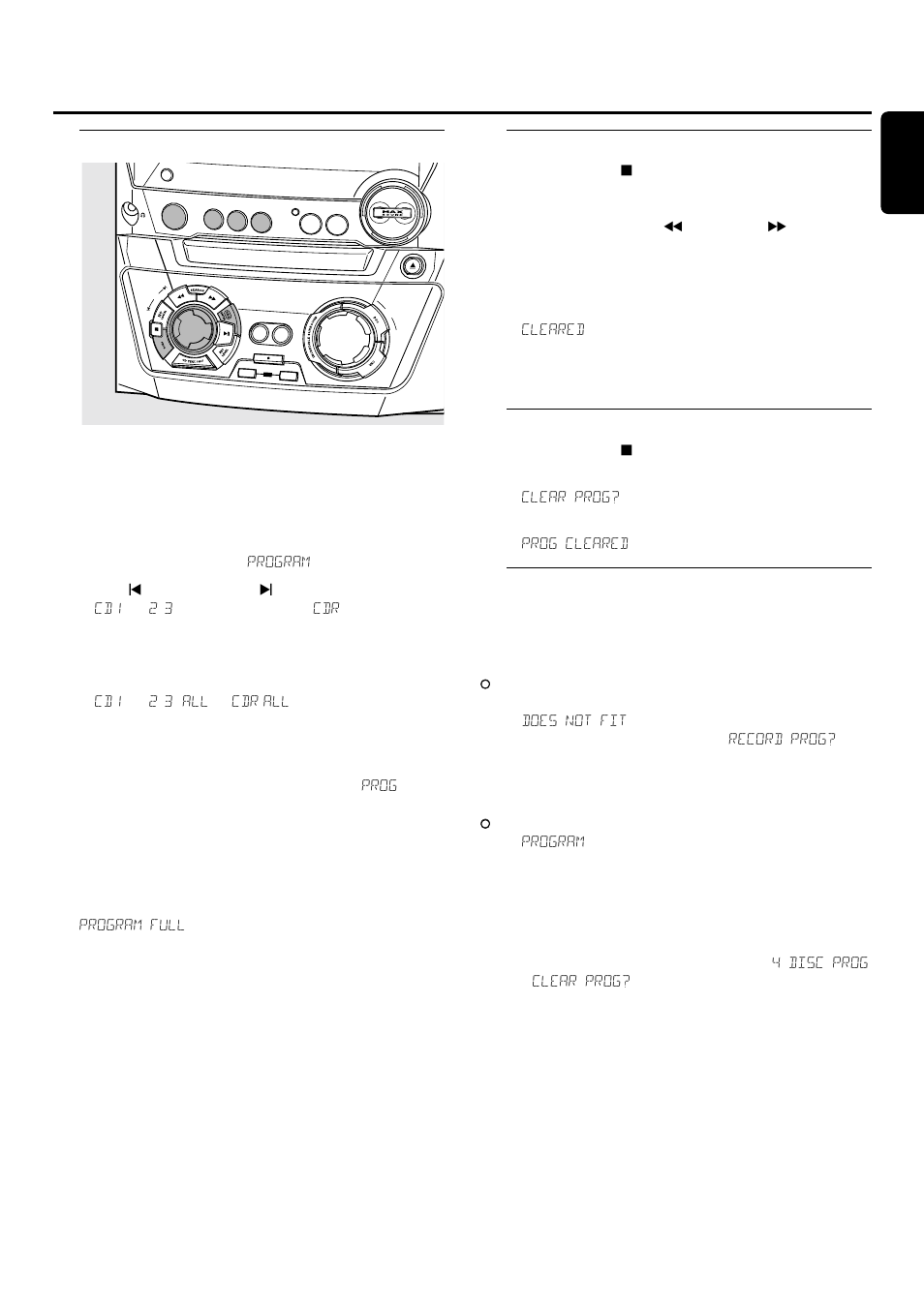 Program, Programming track numbers, Erasing a track from the program | Clearing the program, Making a program for recording | Philips FWR33 User Manual | Page 20 / 87