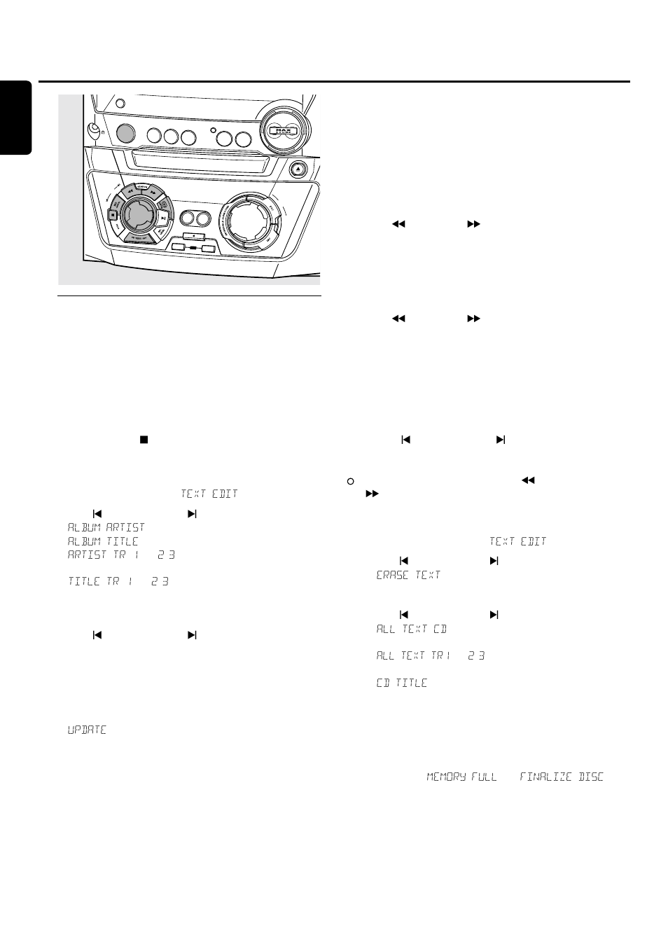 Features, Cd text editing (on cd recorder only) | Philips FWR33 User Manual | Page 27 / 87