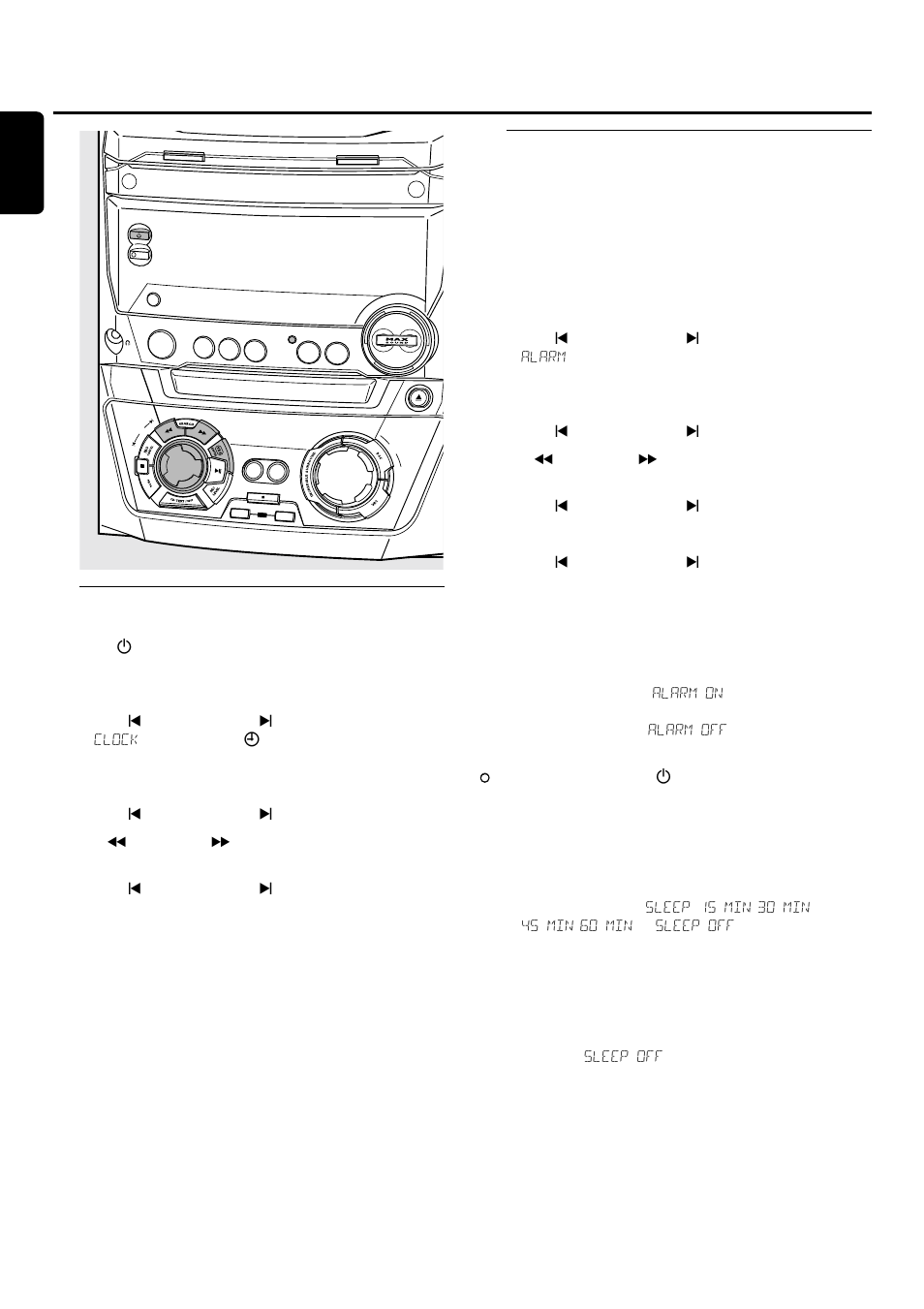 Clock and timer, Clock setting, Timer functions | Philips FWR33 User Manual | Page 29 / 87