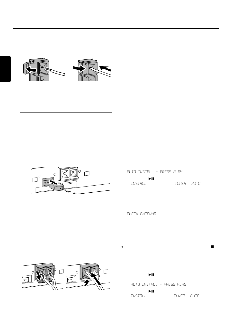 Installation, Raccordement des haut-parleurs, Raccordement des antennes | Raccordement au secteur, Plug and play | Philips FWR33 User Manual | Page 39 / 87