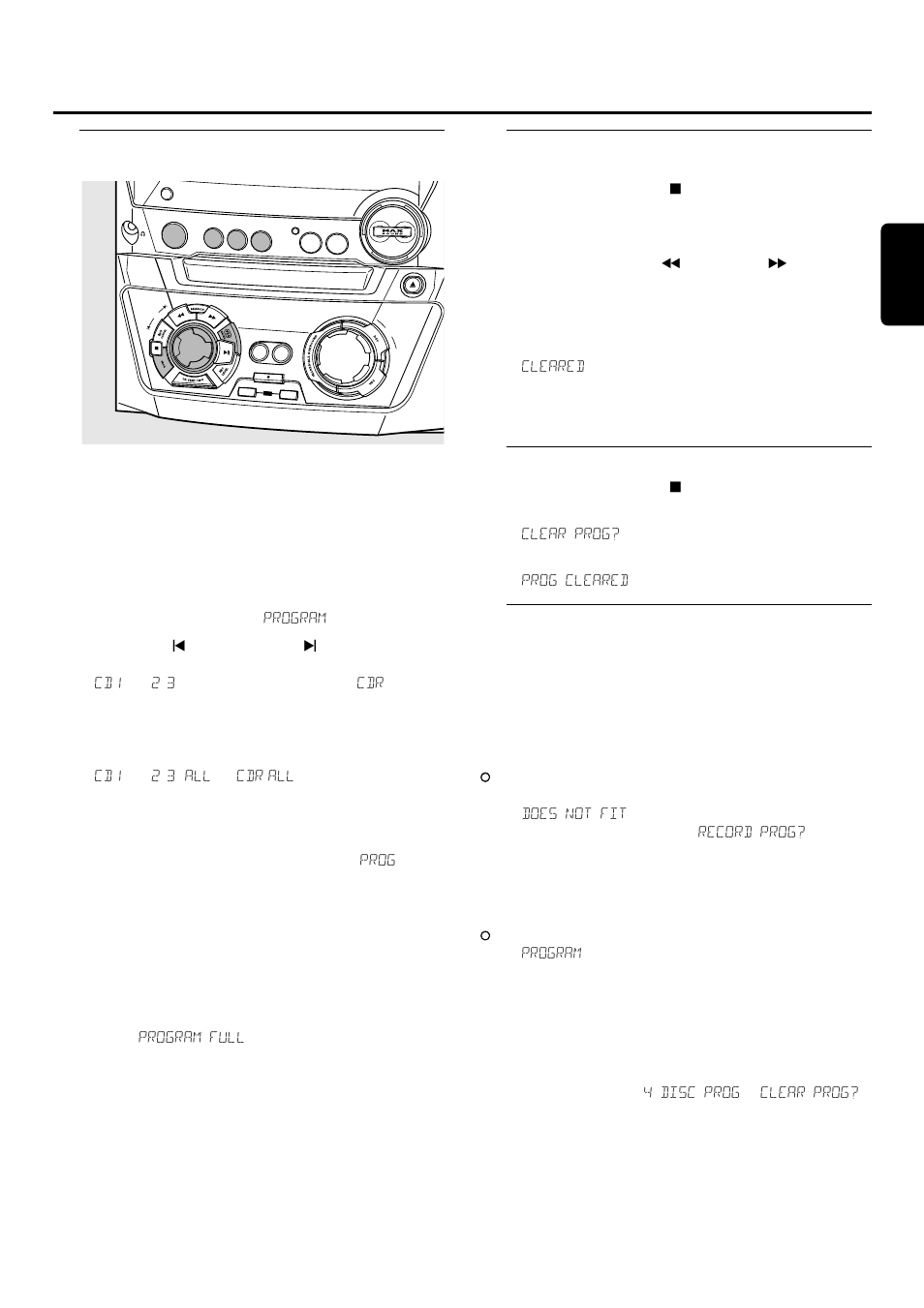 Programme, Programmation des numéros de piste, Suppression d’une piste dans un programme | Effacement du programme, Création d’un programme destiné à l’enregistrement | Philips FWR33 User Manual | Page 48 / 87