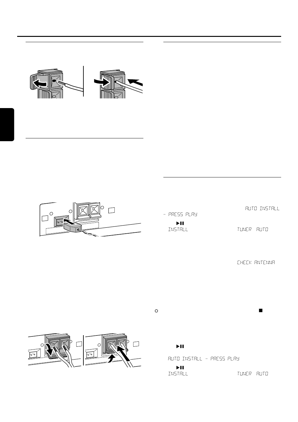 Instalación, Conexiones del altavoz, Conexiones de la antena | Red eléctrica, Plug and play | Philips FWR33 User Manual | Page 65 / 87