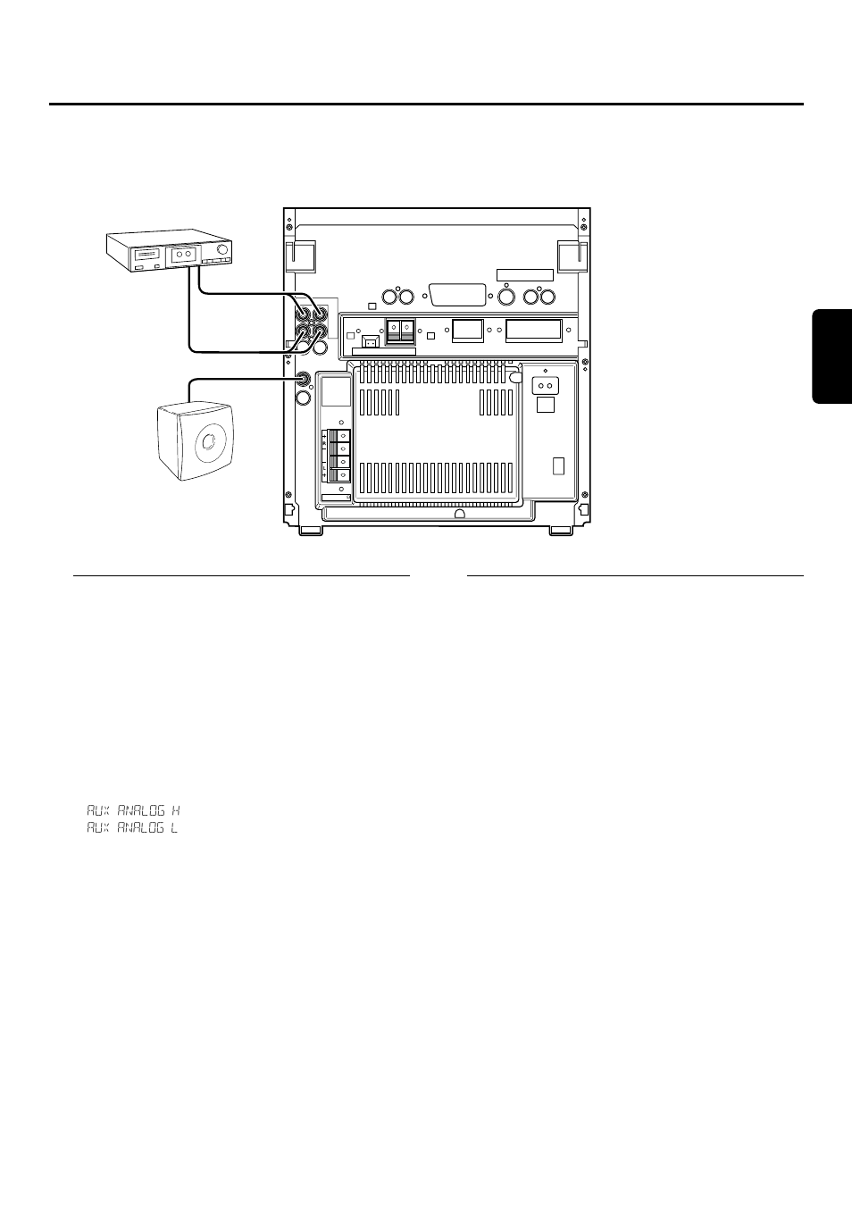 Instalación, Conexiones de audio analógicas, Conexión de altavoz de subgraves | Philips FWR33 User Manual | Page 66 / 87