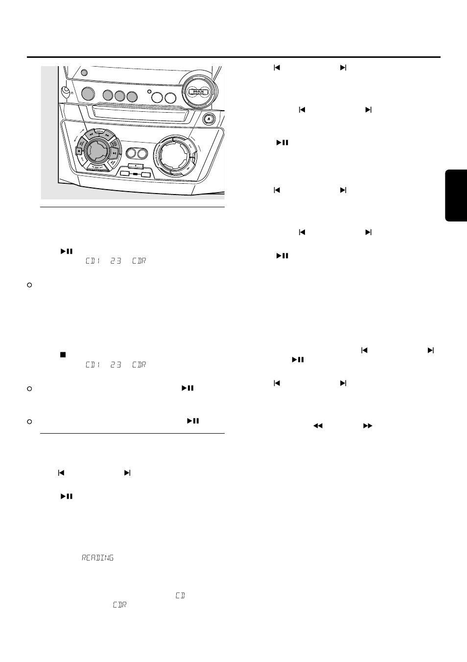 Funciones básicas, Reproducción, Selección y búsqueda | Philips FWR33 User Manual | Page 72 / 87