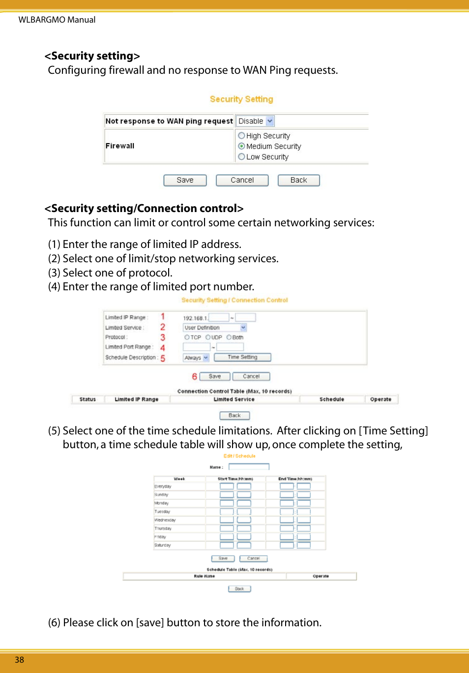 Security setting/filter list, Advanced setting/virtual server, Advanced setting/special applications | Security setting/ﬁlter list | Allied Telesis CG-WLBARGMO User Manual | Page 40 / 56