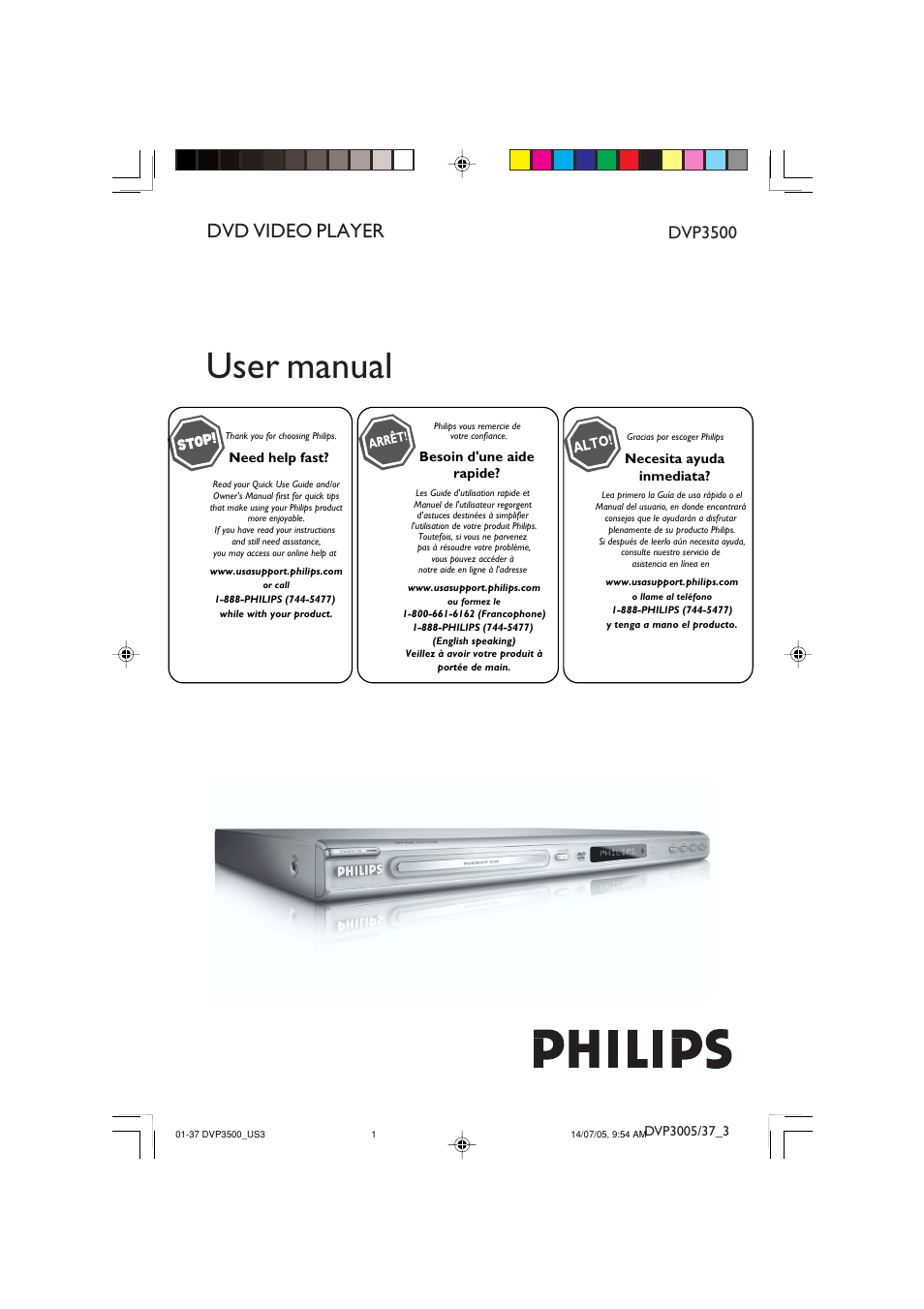 Philips DVP3500-37 User Manual | 37 pages